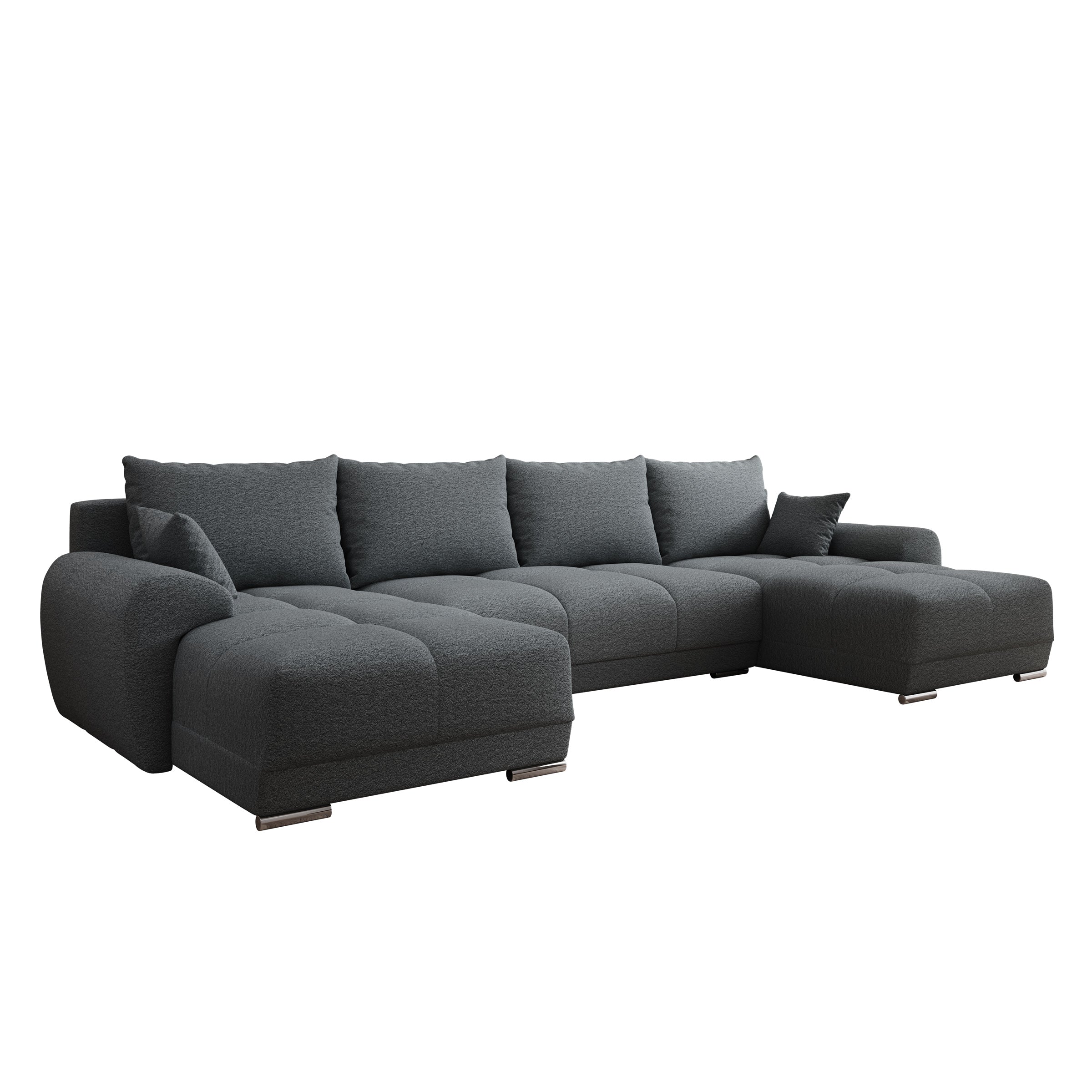 Layana U - Hoekbank 4-zits met chaise longue - Stof grijs - Universeel