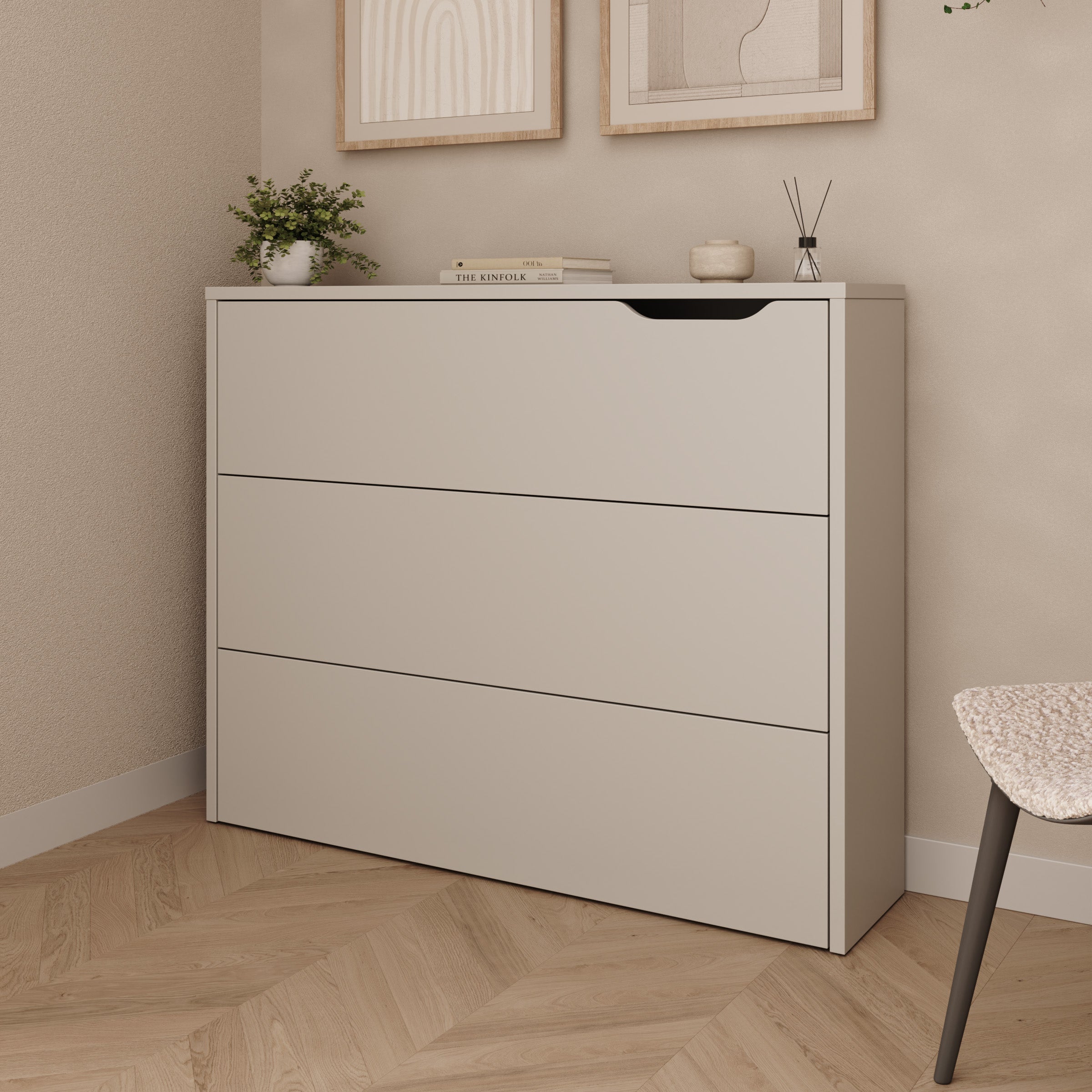 Lechi - Bureau links uitschuifbaar - Beige - 136x115x93 cm