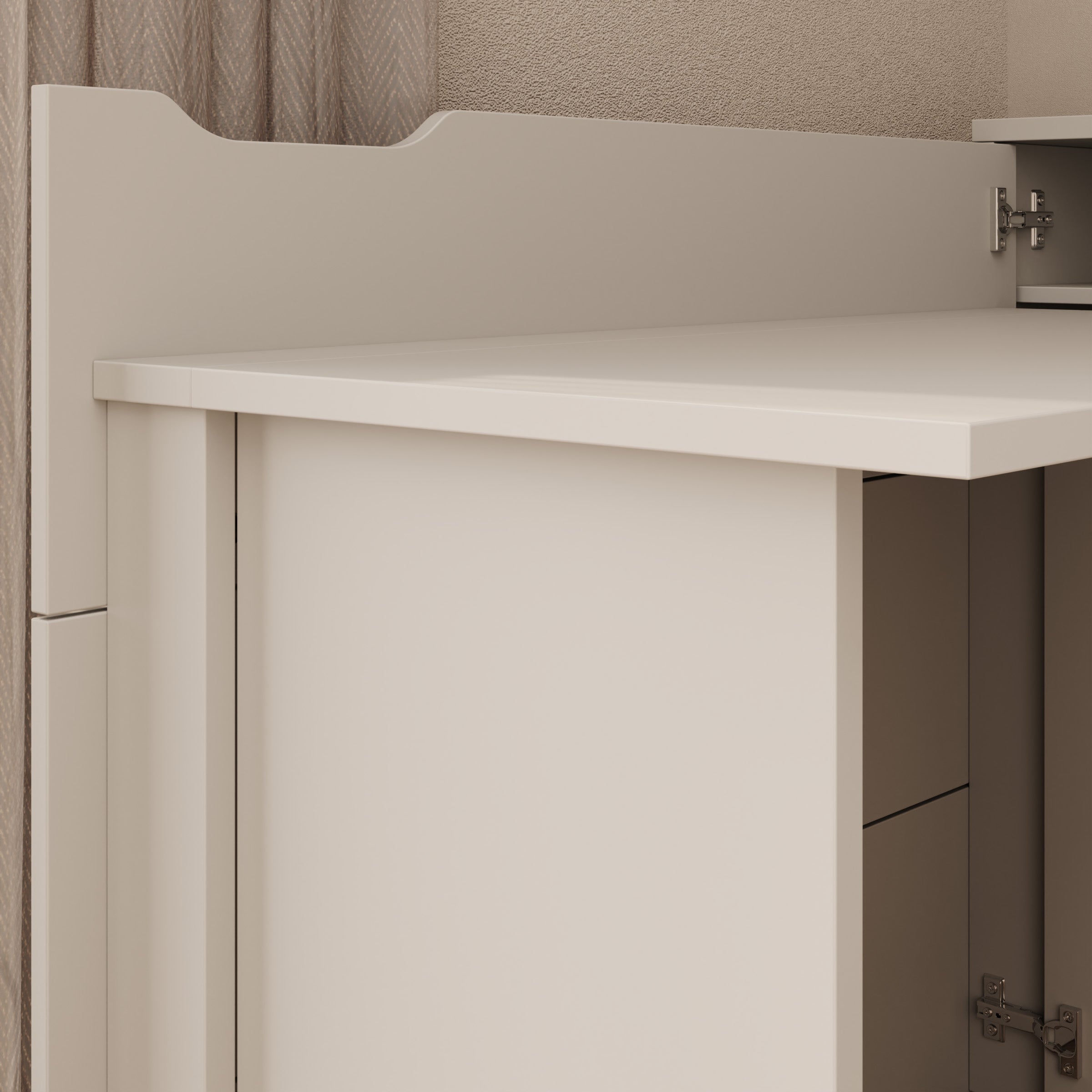 Lechi - Bureau links uitschuifbaar - Beige - 136x115x93 cm