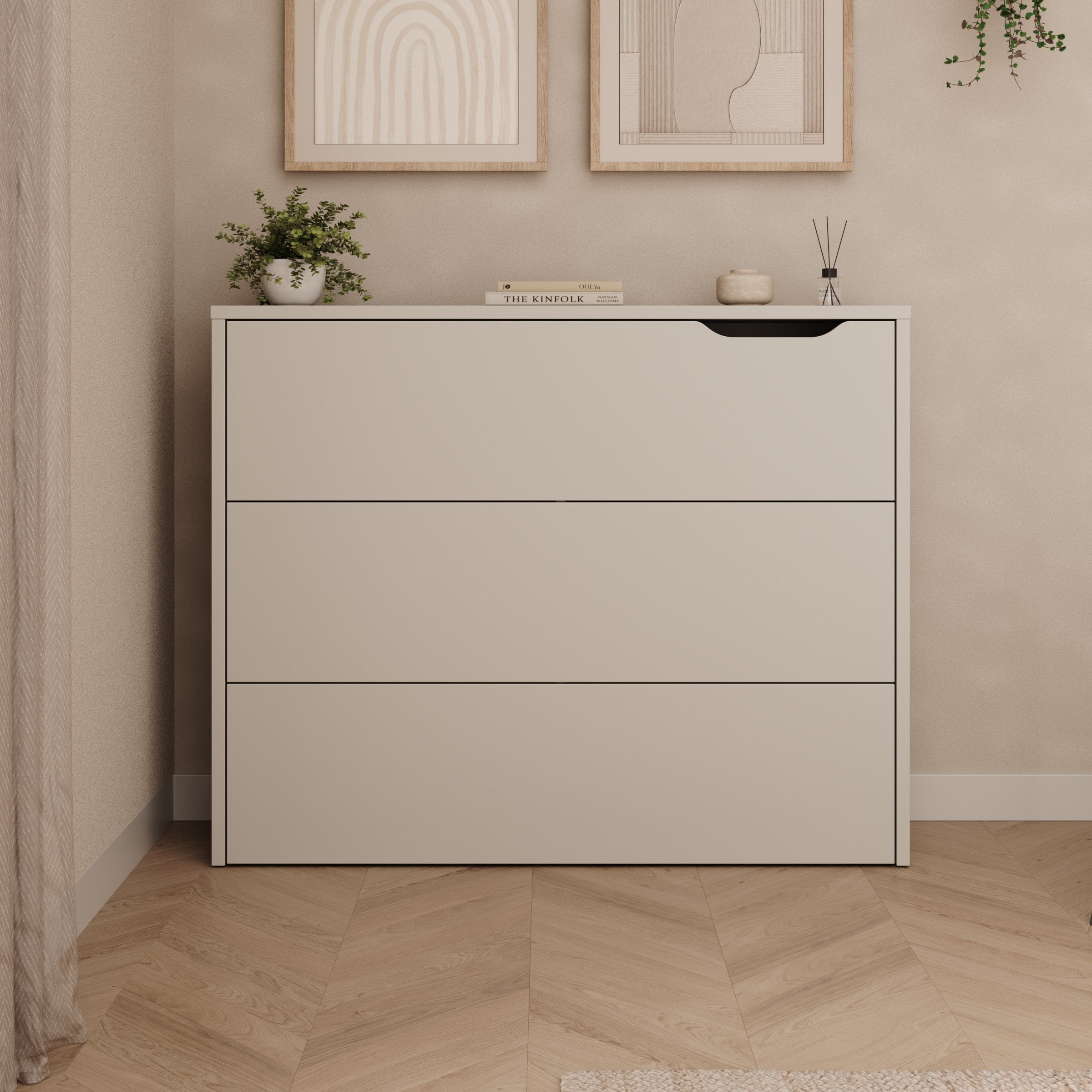 Lechi - Bureau links uitschuifbaar - Beige - 136x115x93 cm