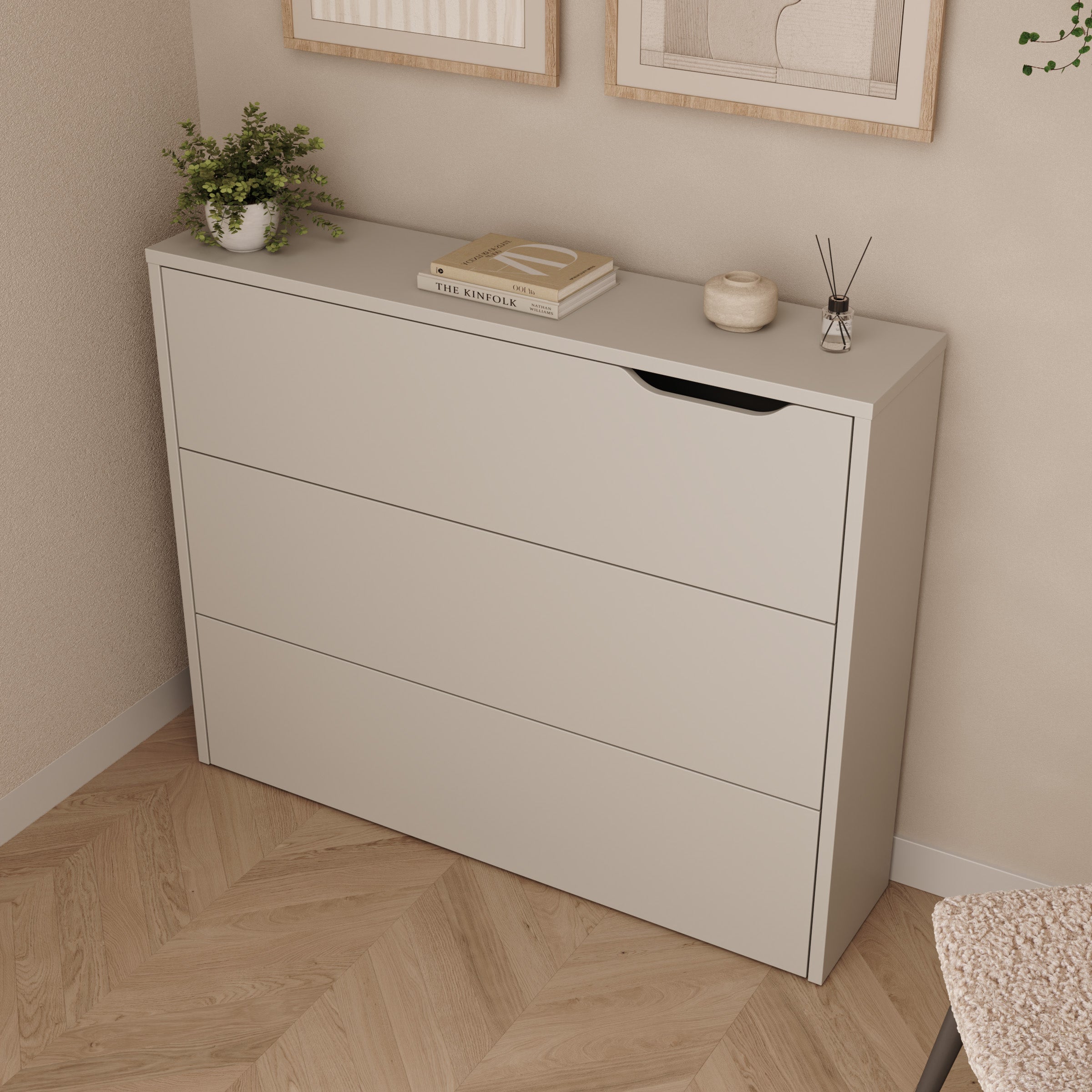 Lechi - Bureau links uitschuifbaar - Beige - 136x115x93 cm