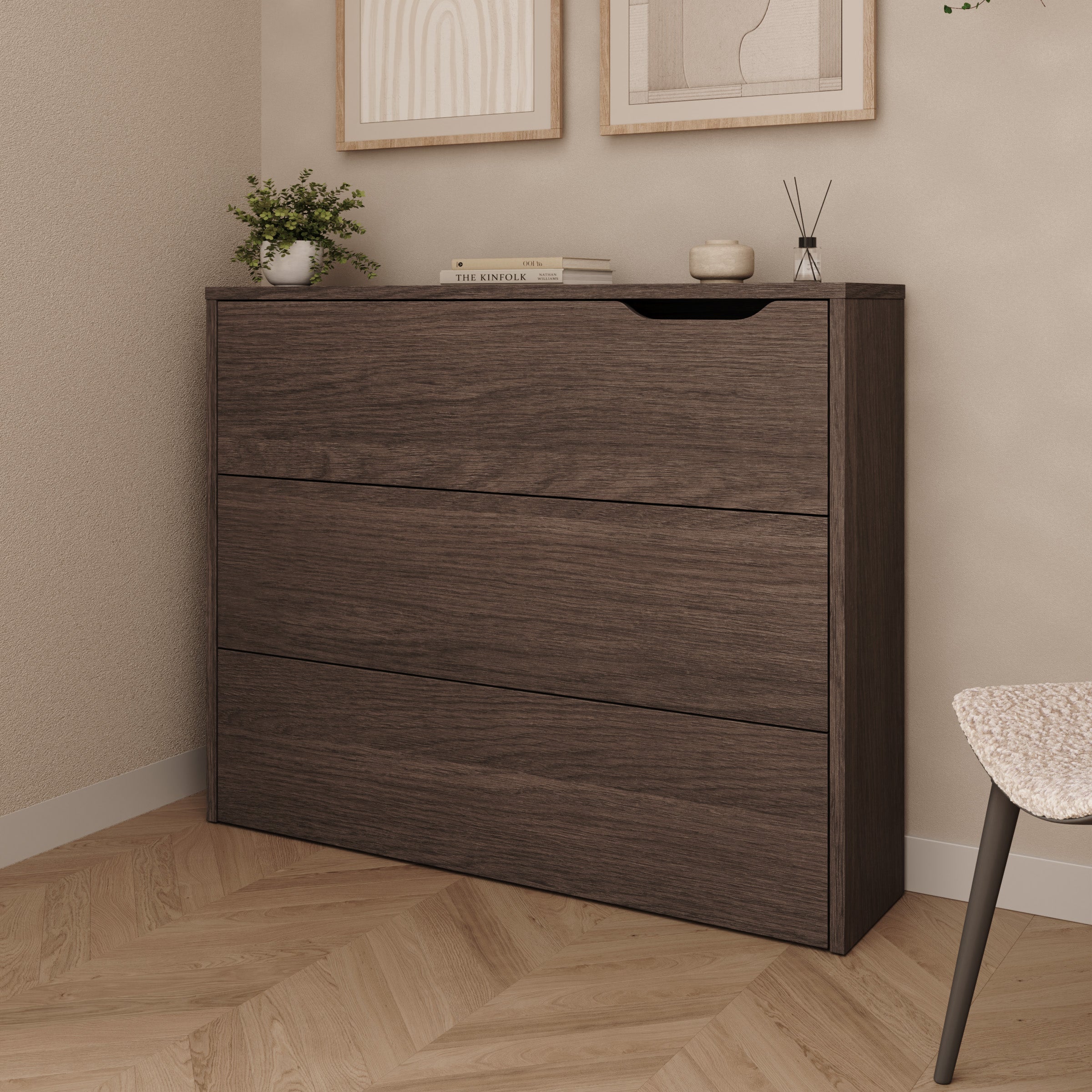 Lechi - Bureau links uitschuifbaar - Walnootpatroon - 136x115x93 cm