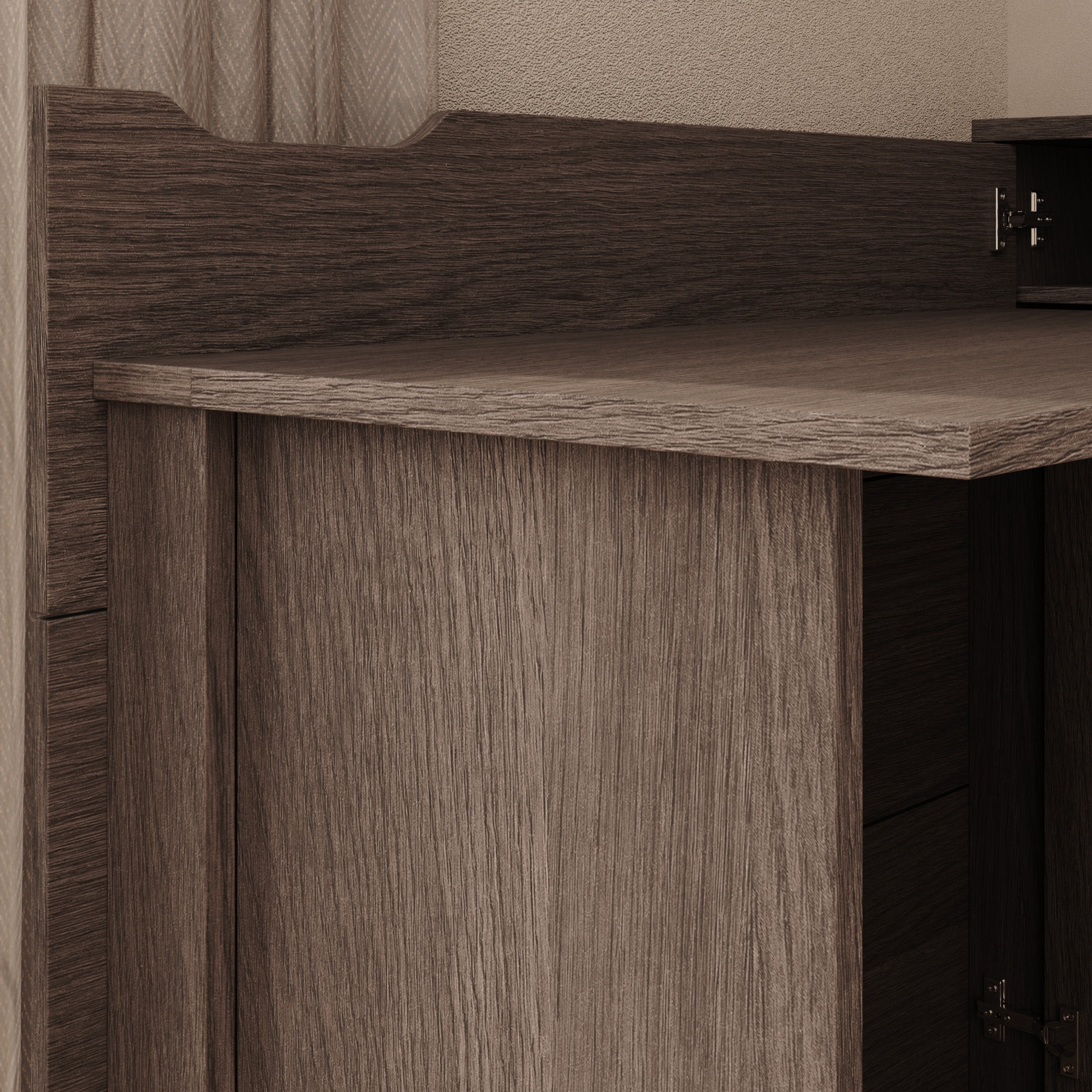 Lechi - Bureau links uitschuifbaar - Walnootpatroon - 136x115x93 cm