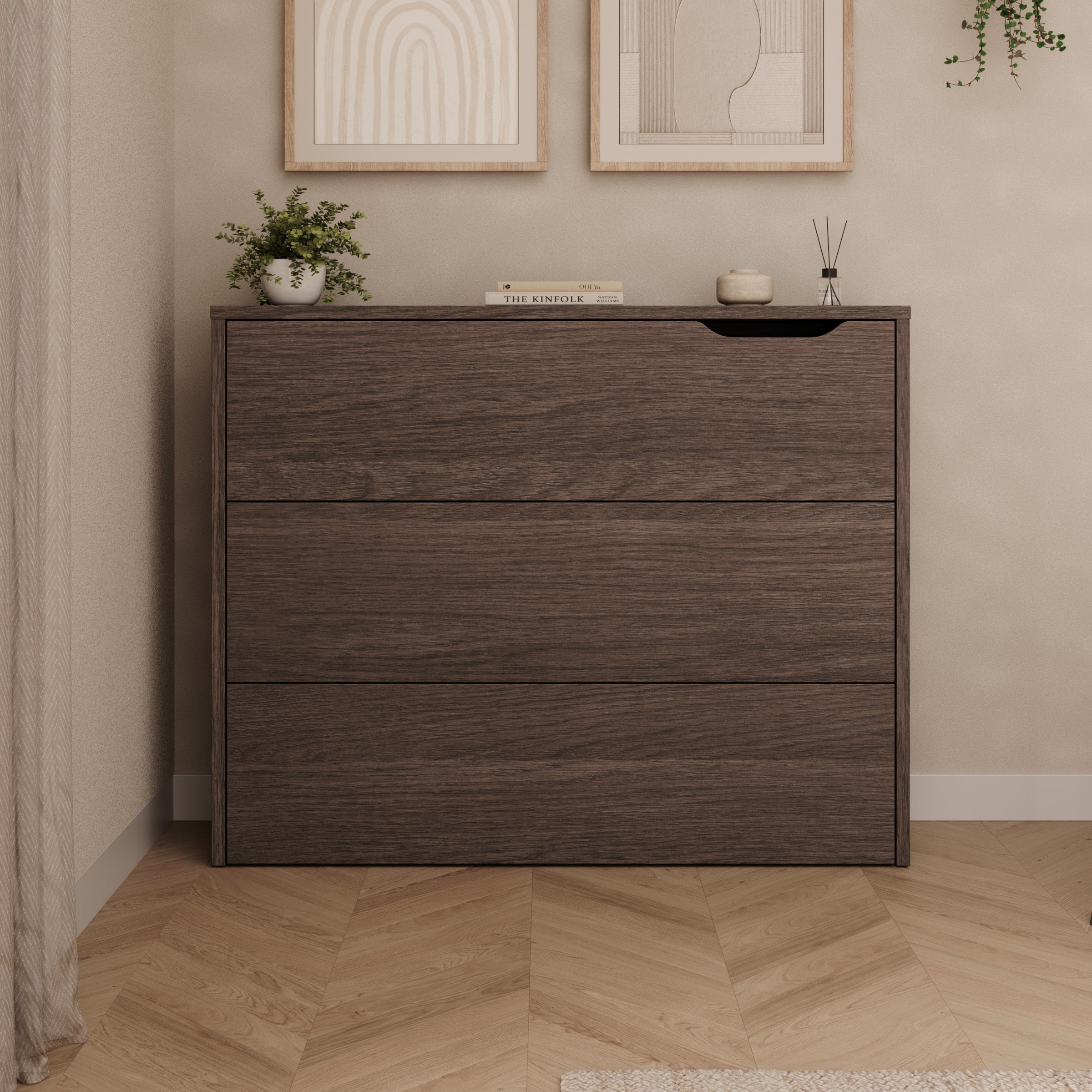 Lechi - Bureau links uitschuifbaar - Walnootpatroon - 136x115x93 cm