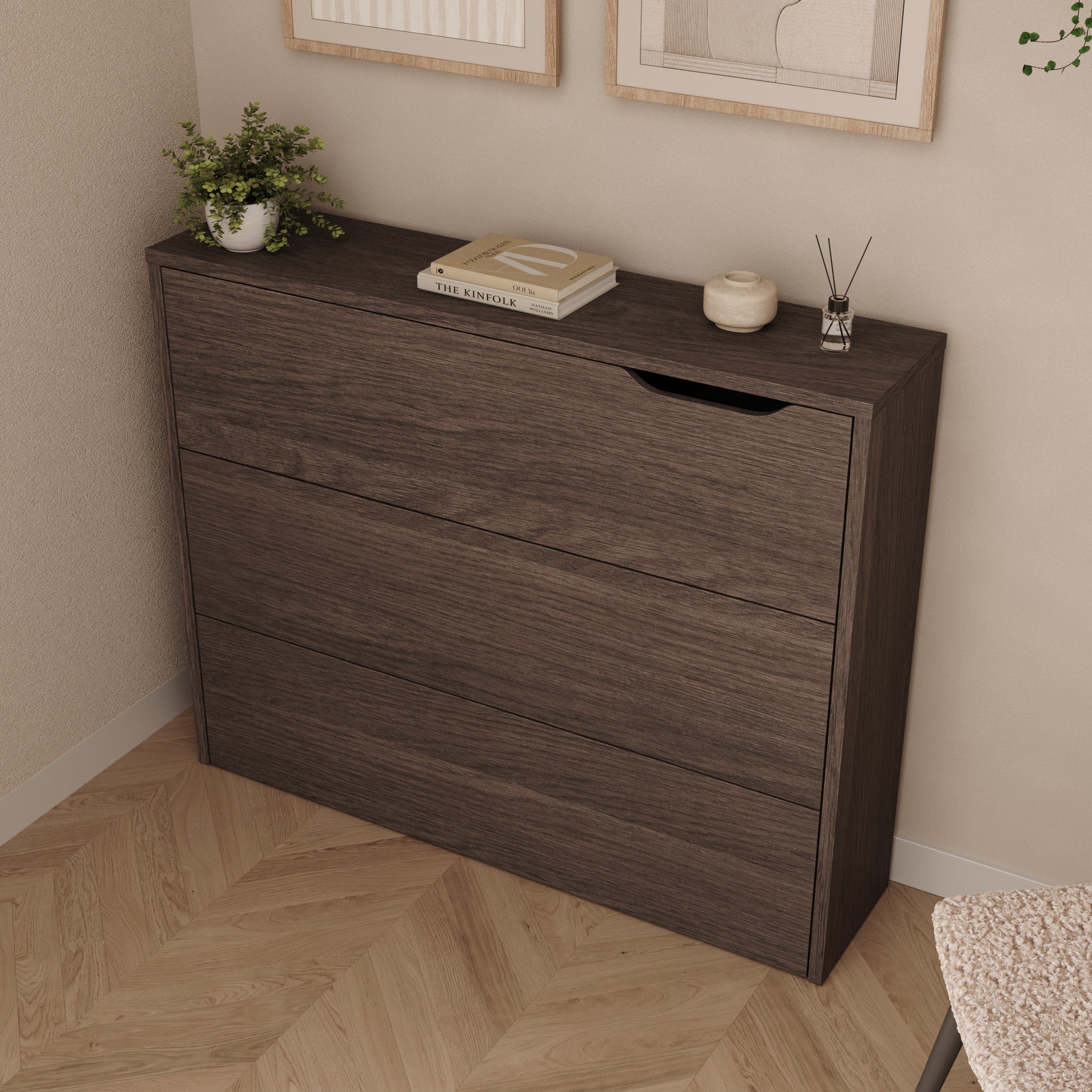 Lechi - Bureau links uitschuifbaar - Walnootpatroon - 136x115x93 cm