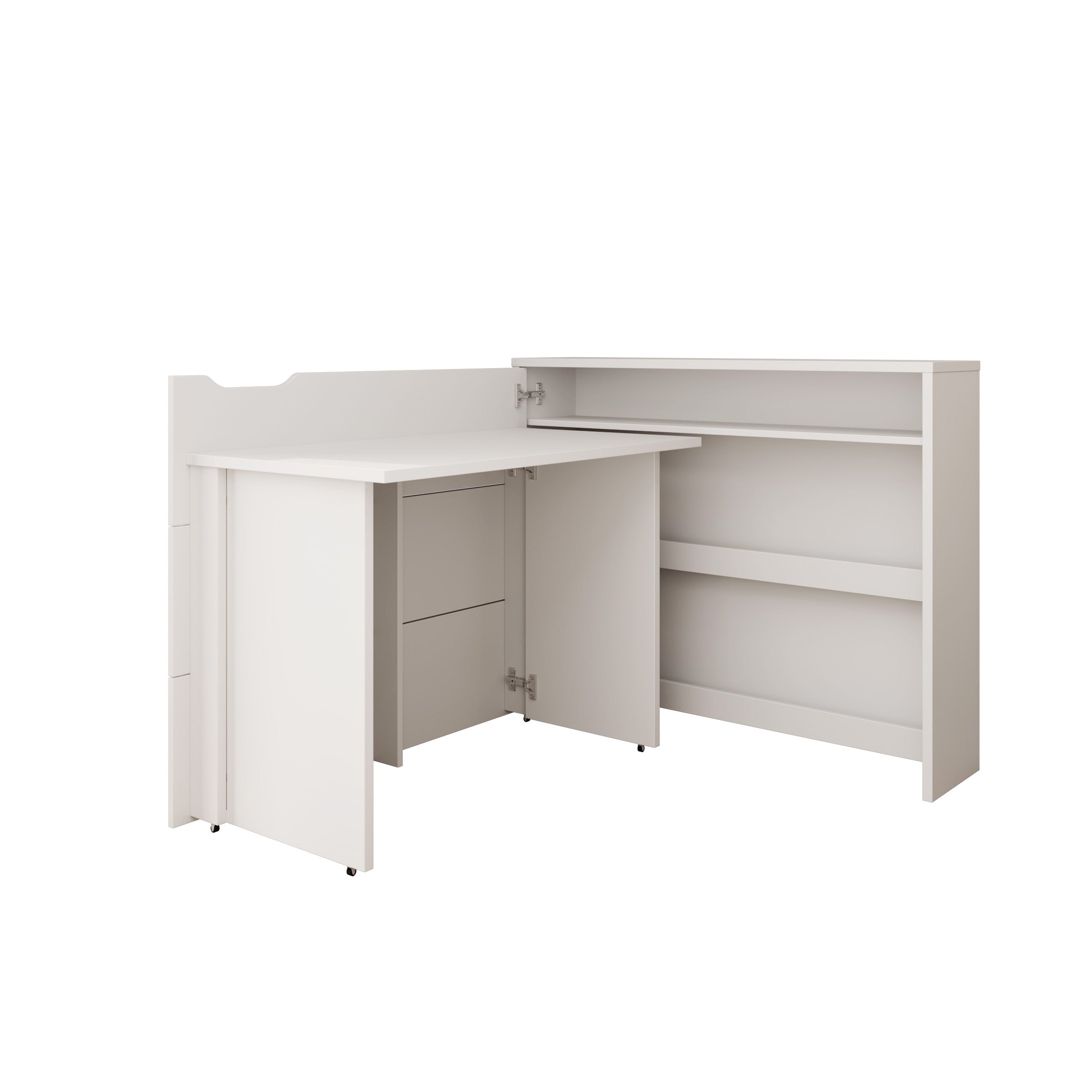 Lechi - Bureau links uitschuifbaar - Wit - 136x115x93 cm