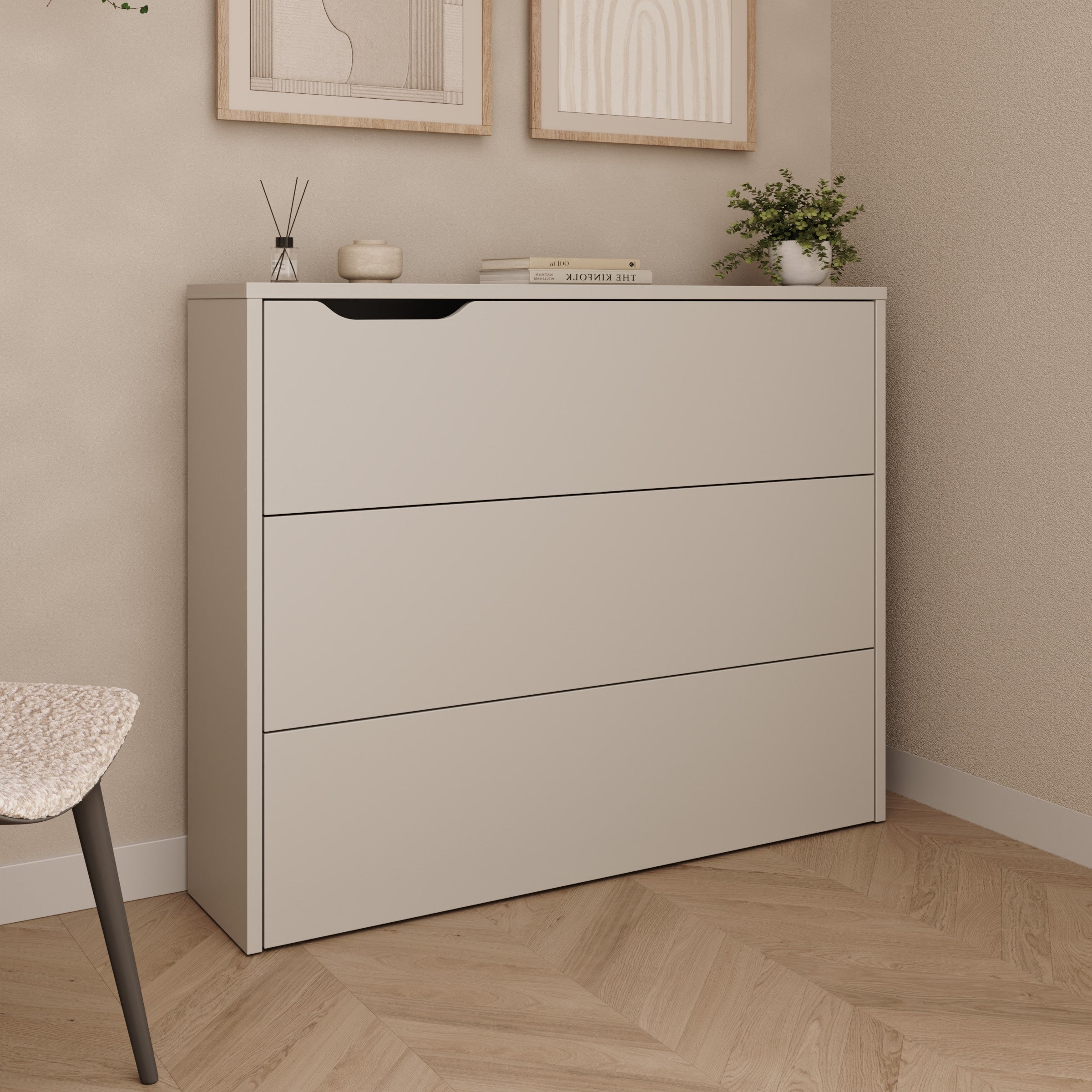 Lechi - Bureau rechts uitschuifbaar - Beige - 136x115x93 cm