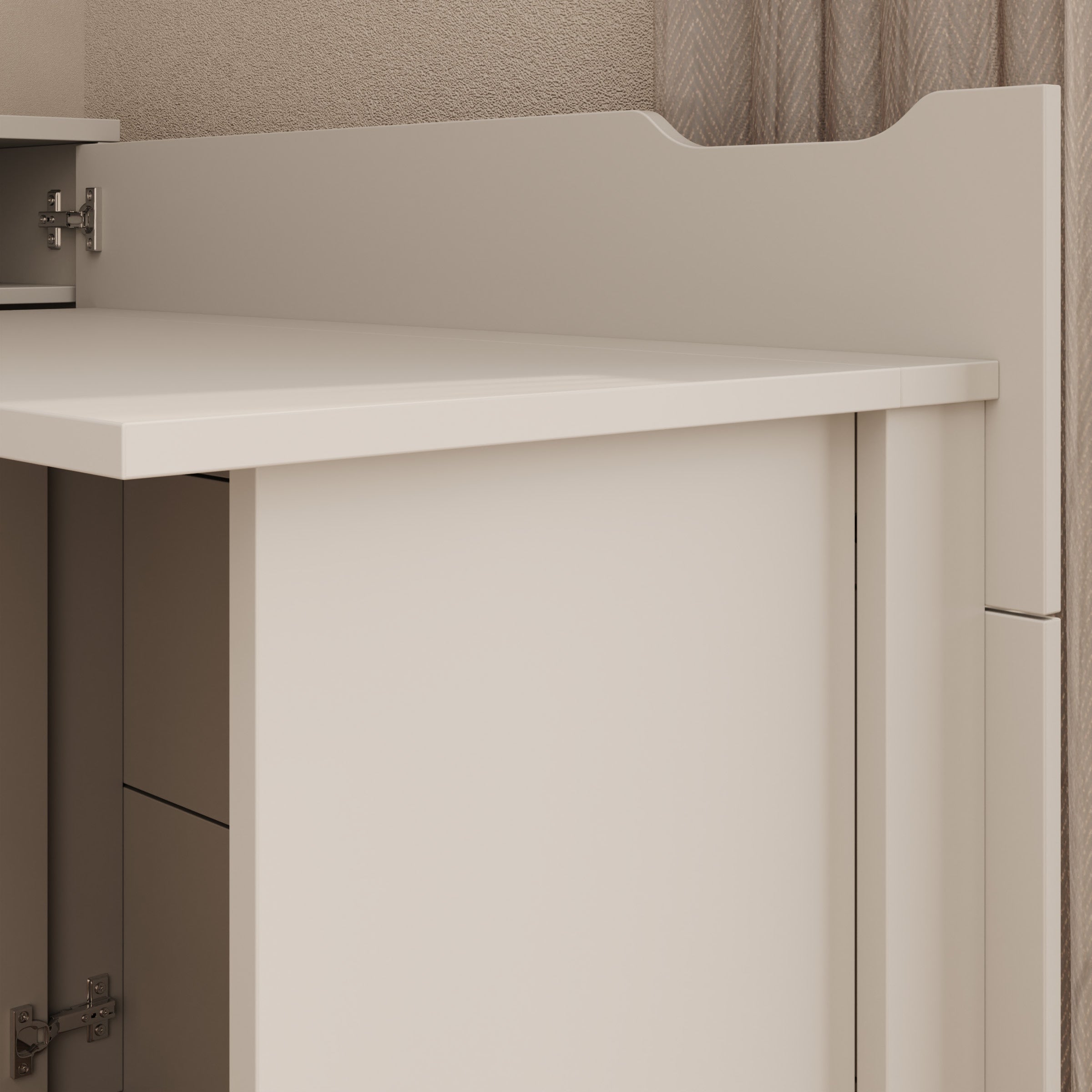 Lechi - Bureau rechts uitschuifbaar - Beige - 136x115x93 cm