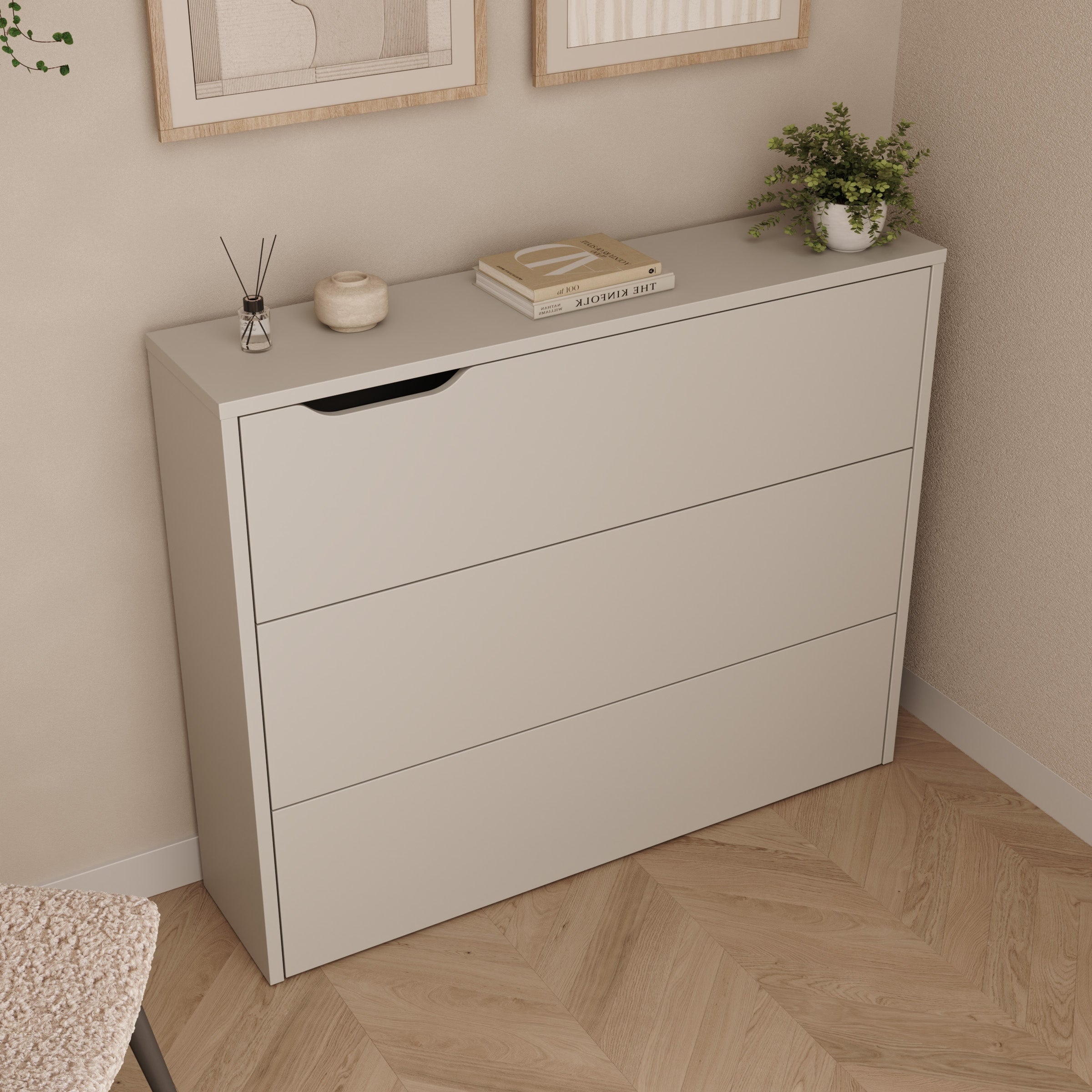 Lechi - Bureau rechts uitschuifbaar - Beige - 136x115x93 cm