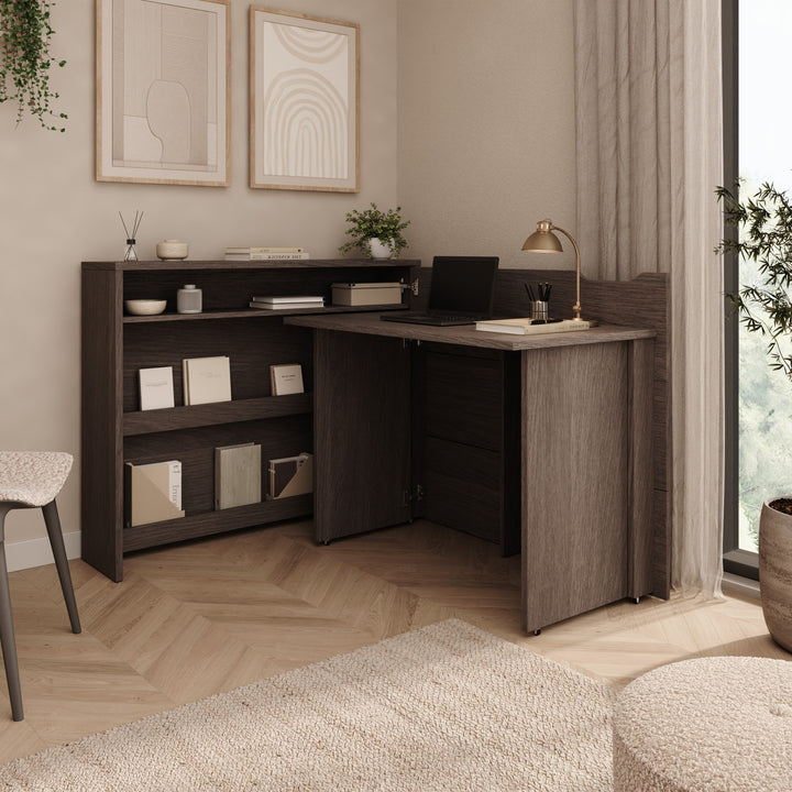 Lechi - Bureau rechts uitschuifbaar - Walnootpatroon - 136x115x93 cm