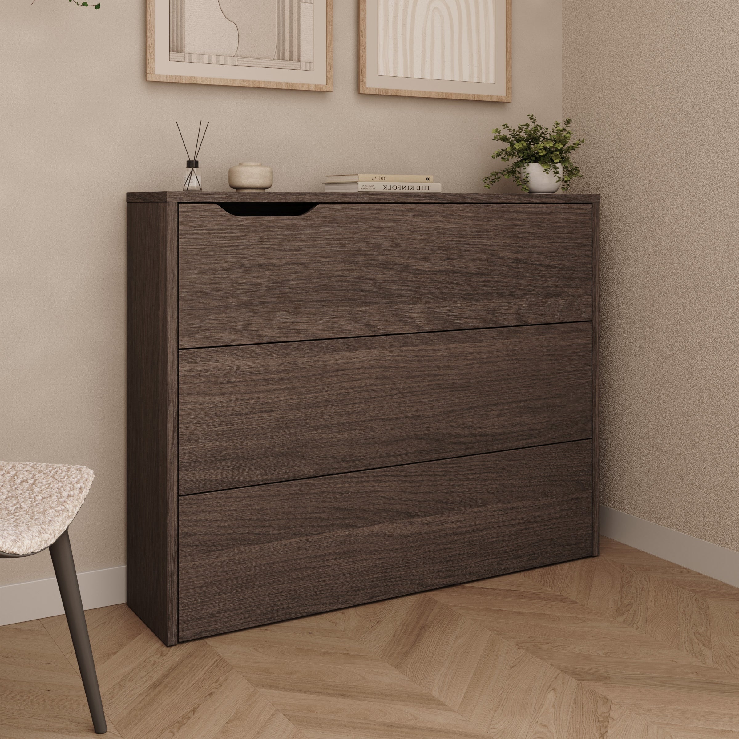 Lechi - Bureau rechts uitschuifbaar - Walnootpatroon - 136x115x93 cm