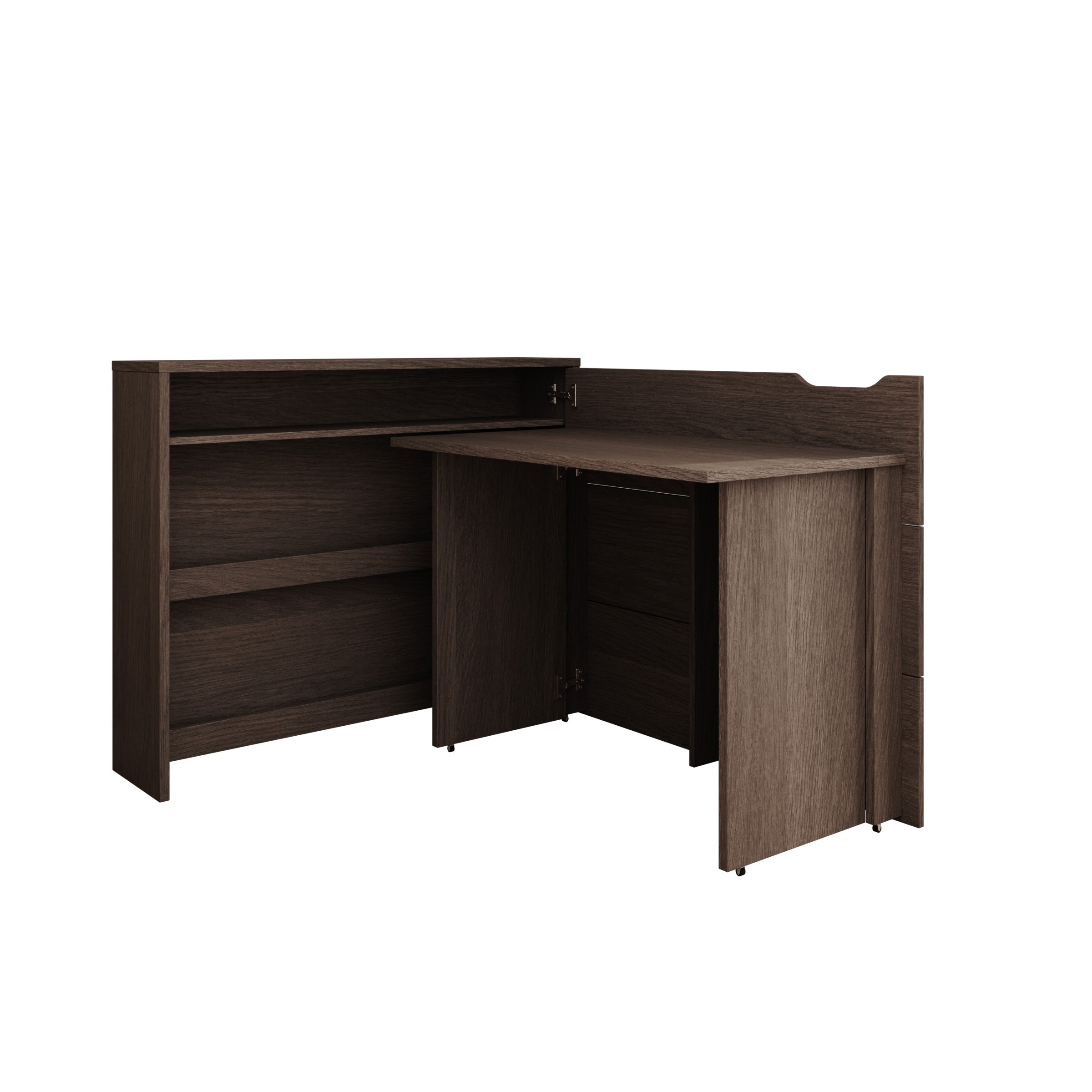 Lechi - Bureau rechts uitschuifbaar - Walnootpatroon - 136x115x93 cm