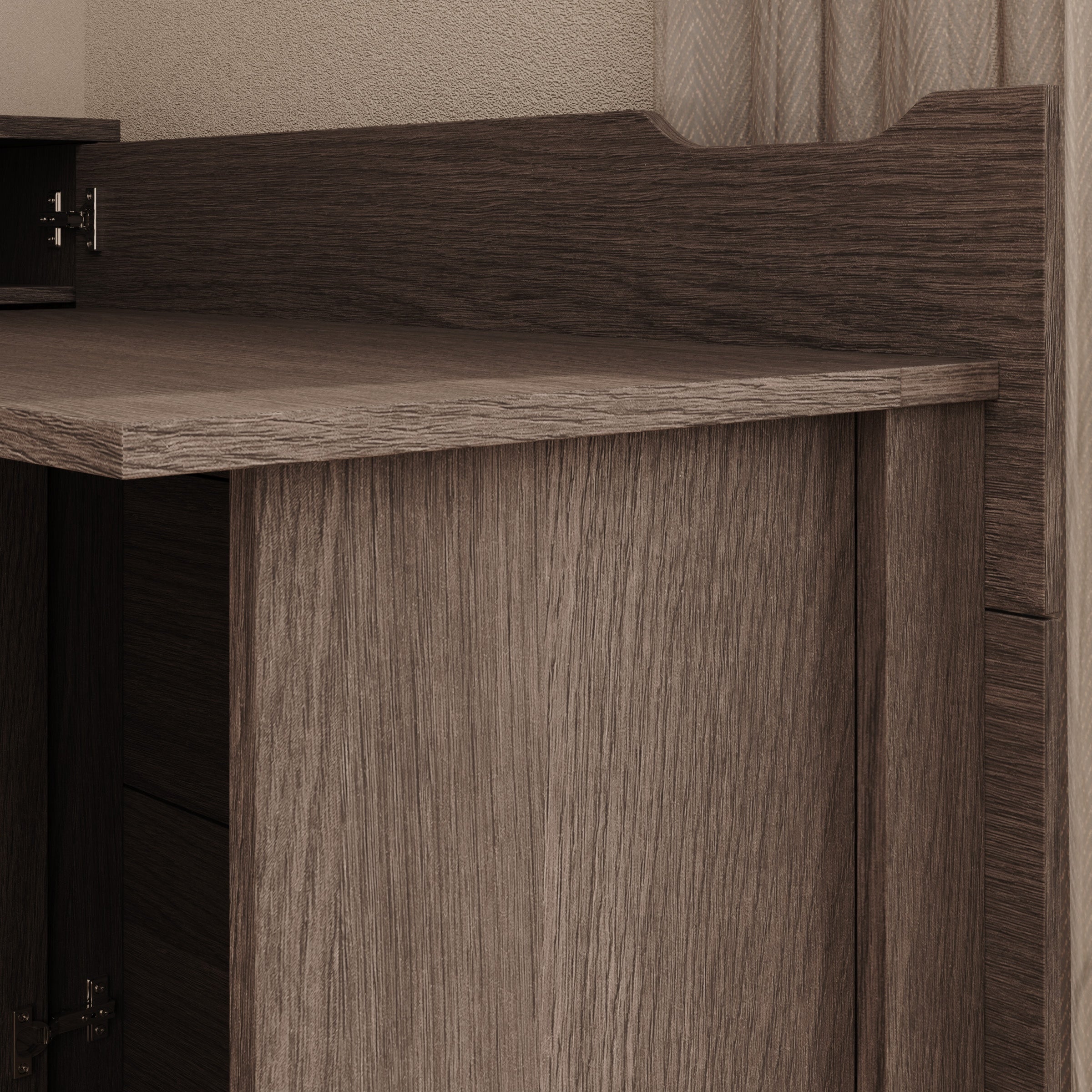 Lechi - Bureau rechts uitschuifbaar - Walnootpatroon - 136x115x93 cm
