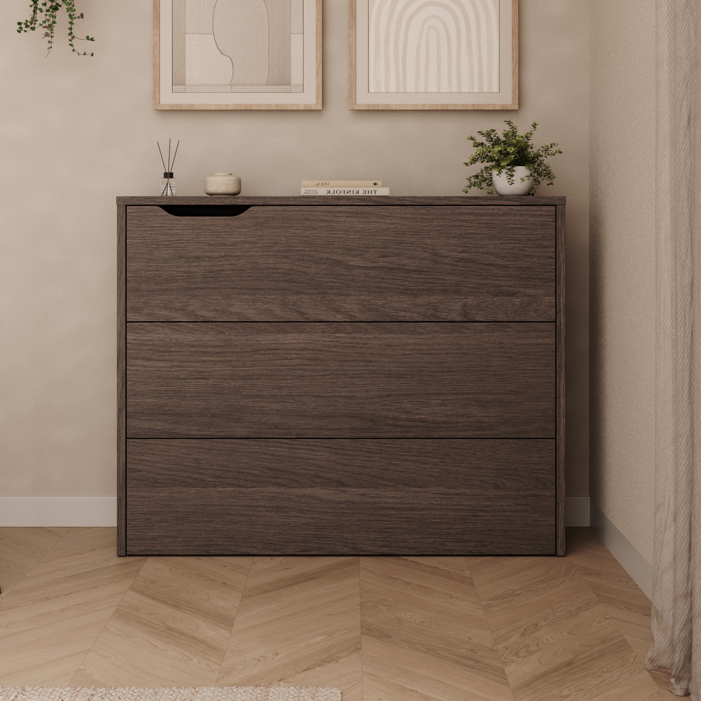Lechi - Bureau rechts uitschuifbaar - Walnootpatroon - 136x115x93 cm