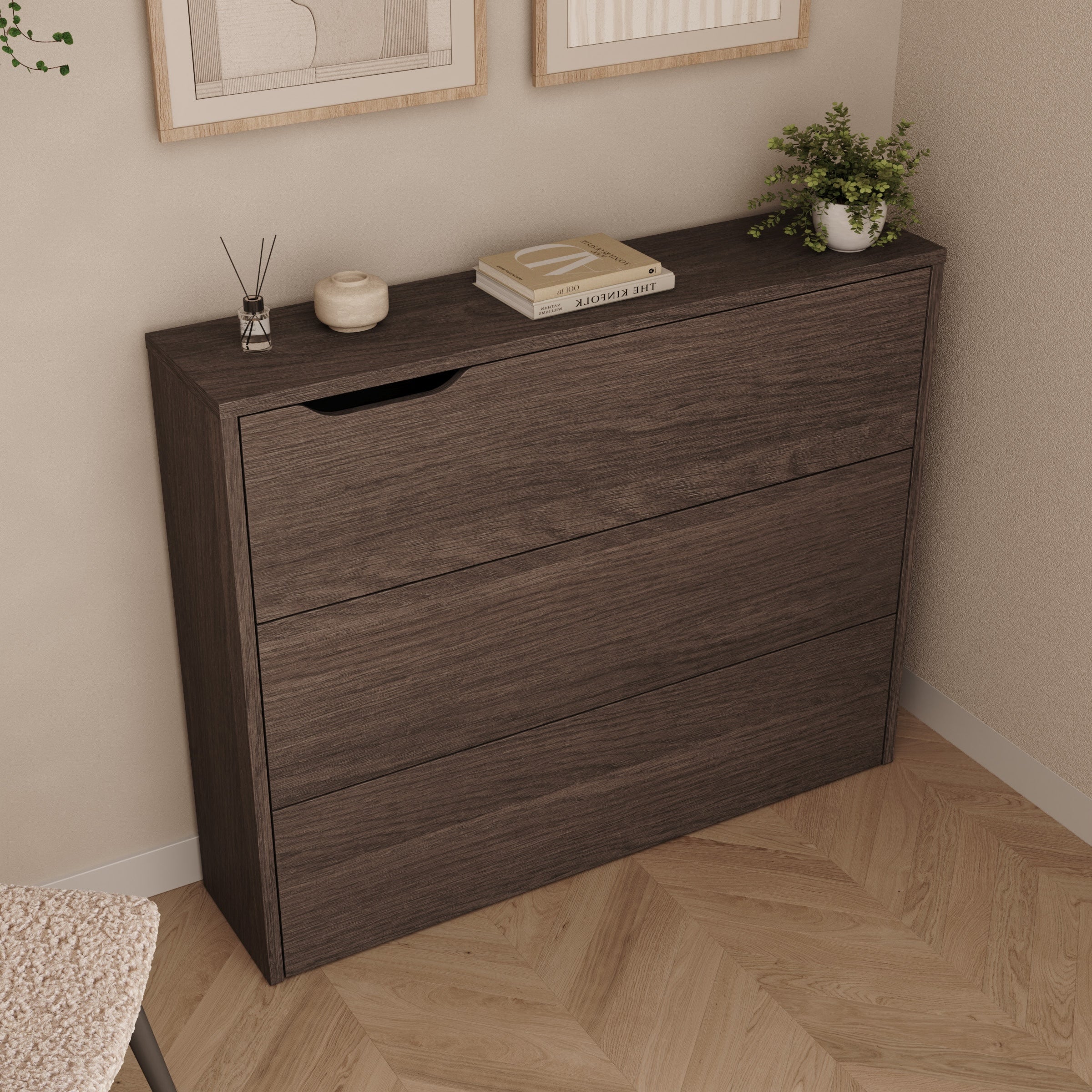 Lechi - Bureau rechts uitschuifbaar - Walnootpatroon - 136x115x93 cm
