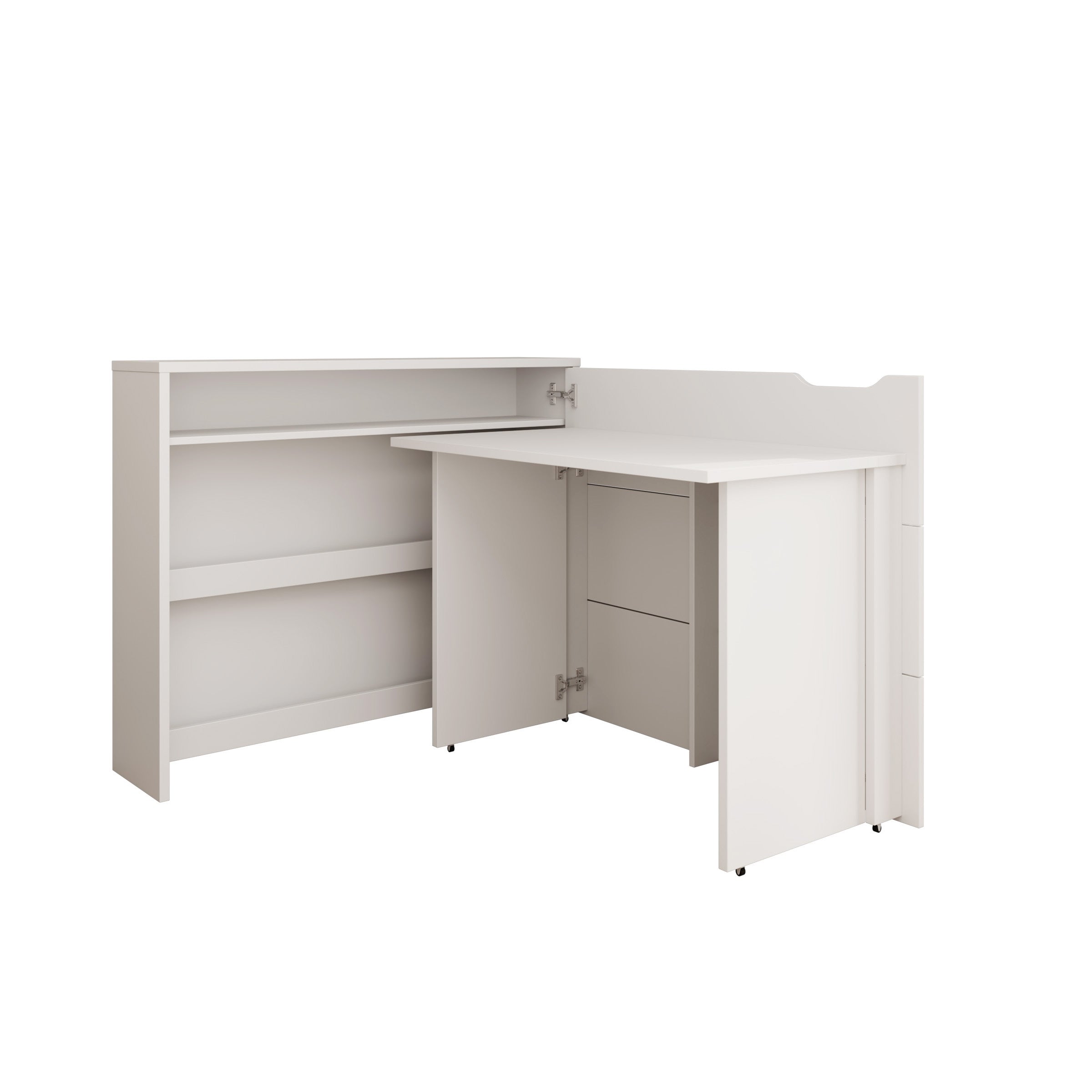 Lechi - Bureau rechts uitschuifbaar - Wit - 136x115x93 cm