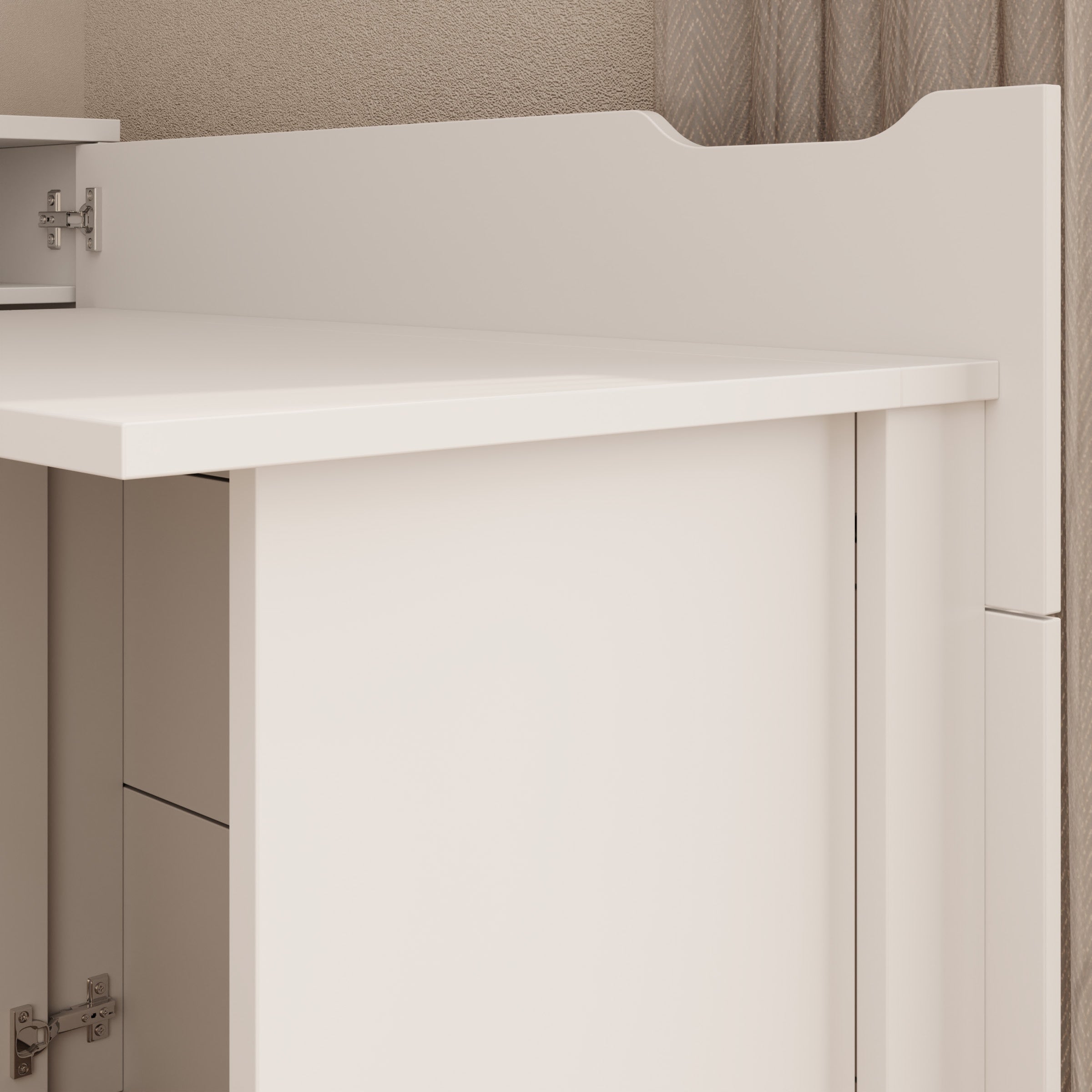 Lechi - Bureau rechts uitschuifbaar - Wit - 136x115x93 cm
