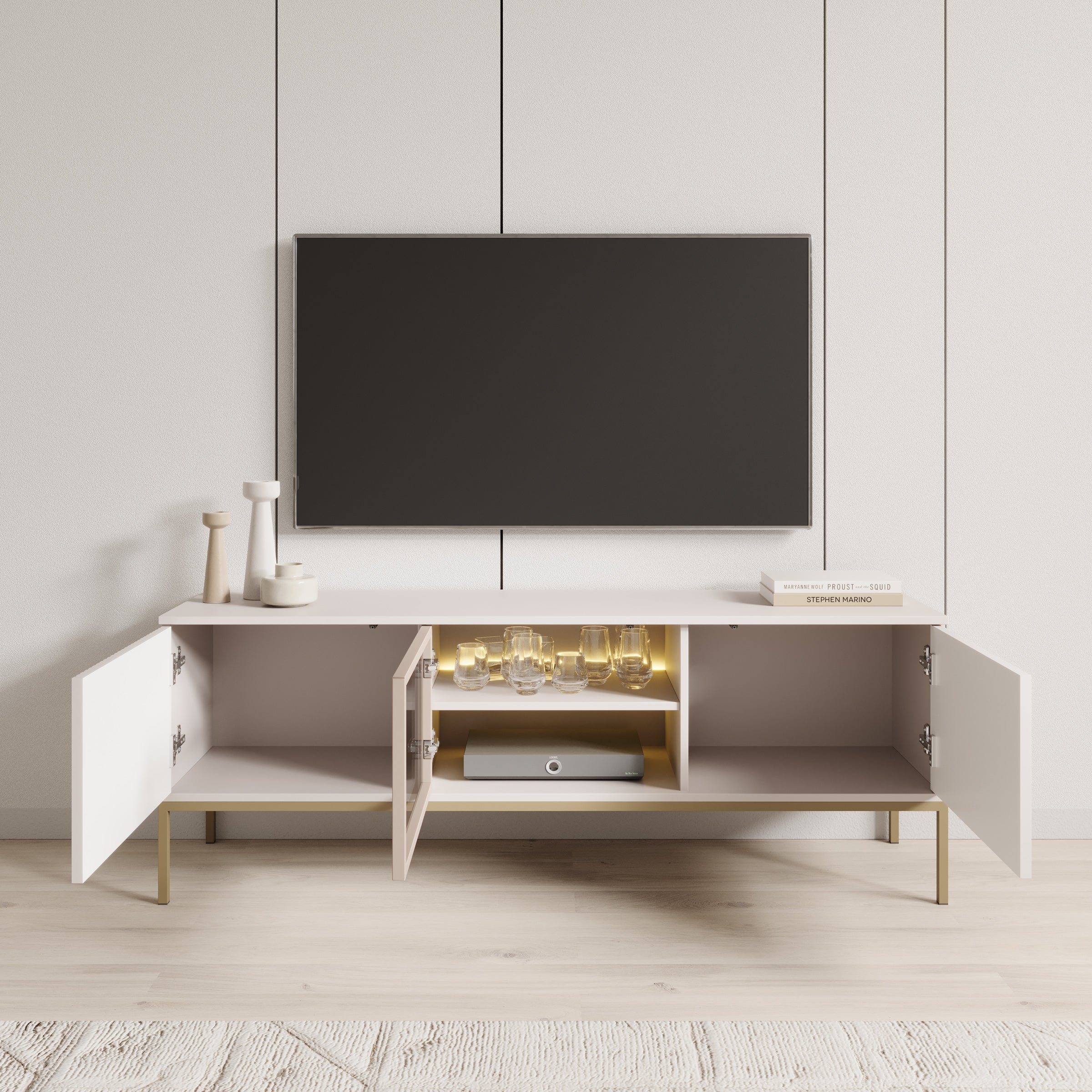 Legend - TV-Meubel met 3 deuren - Beige - 154 cm