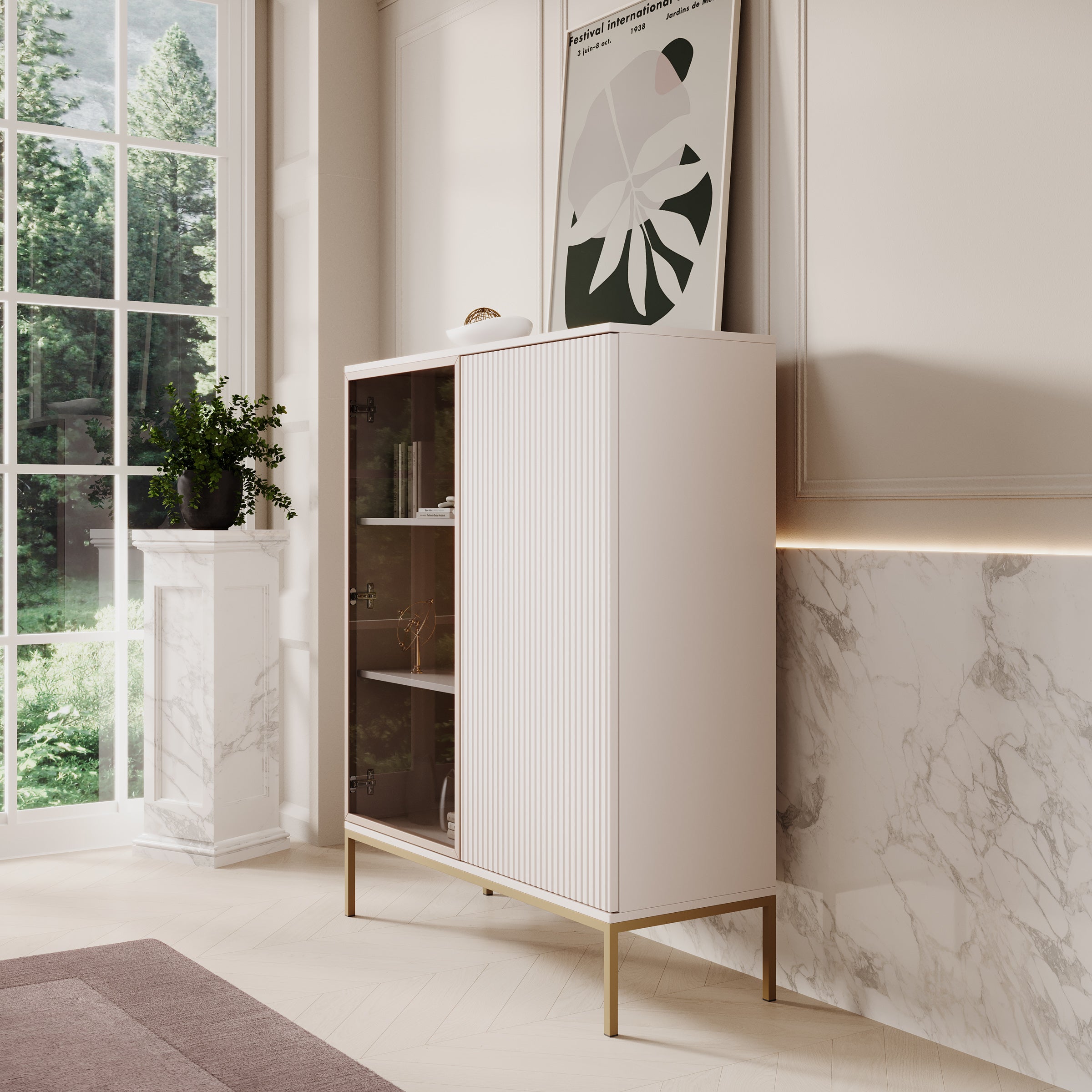 Legend - Vitrinekast - Beige - 104x39x126 cm