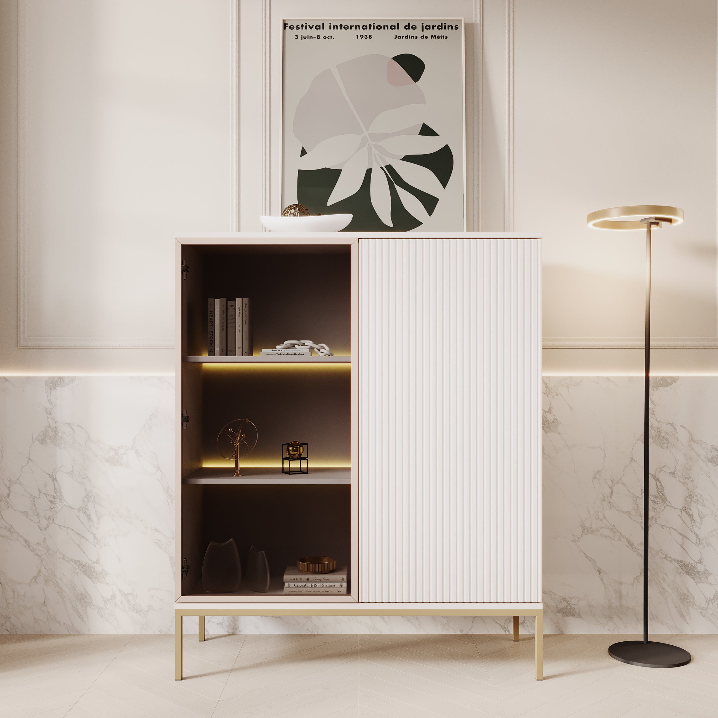 Legend - Vitrinekast - Beige - 104x39x126 cm