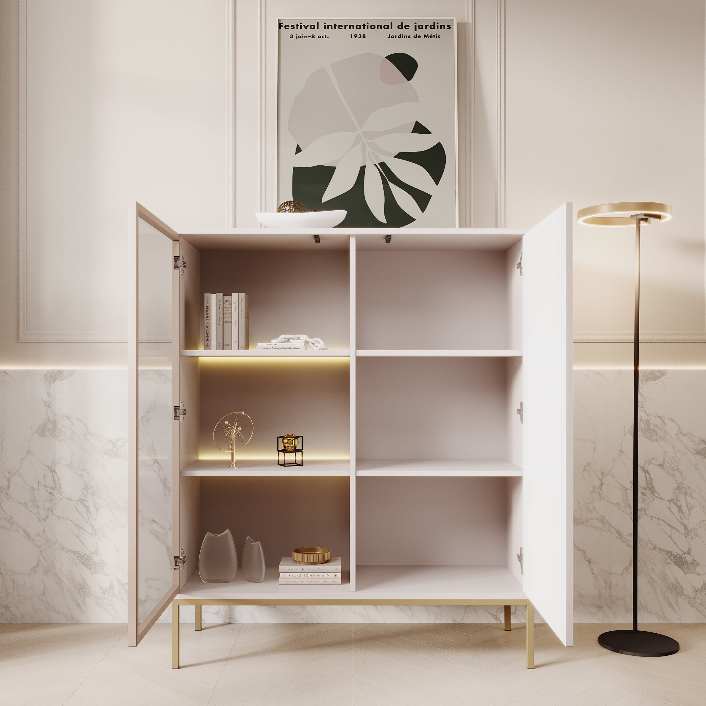 Legend - Vitrinekast - Beige - 104x39x126 cm