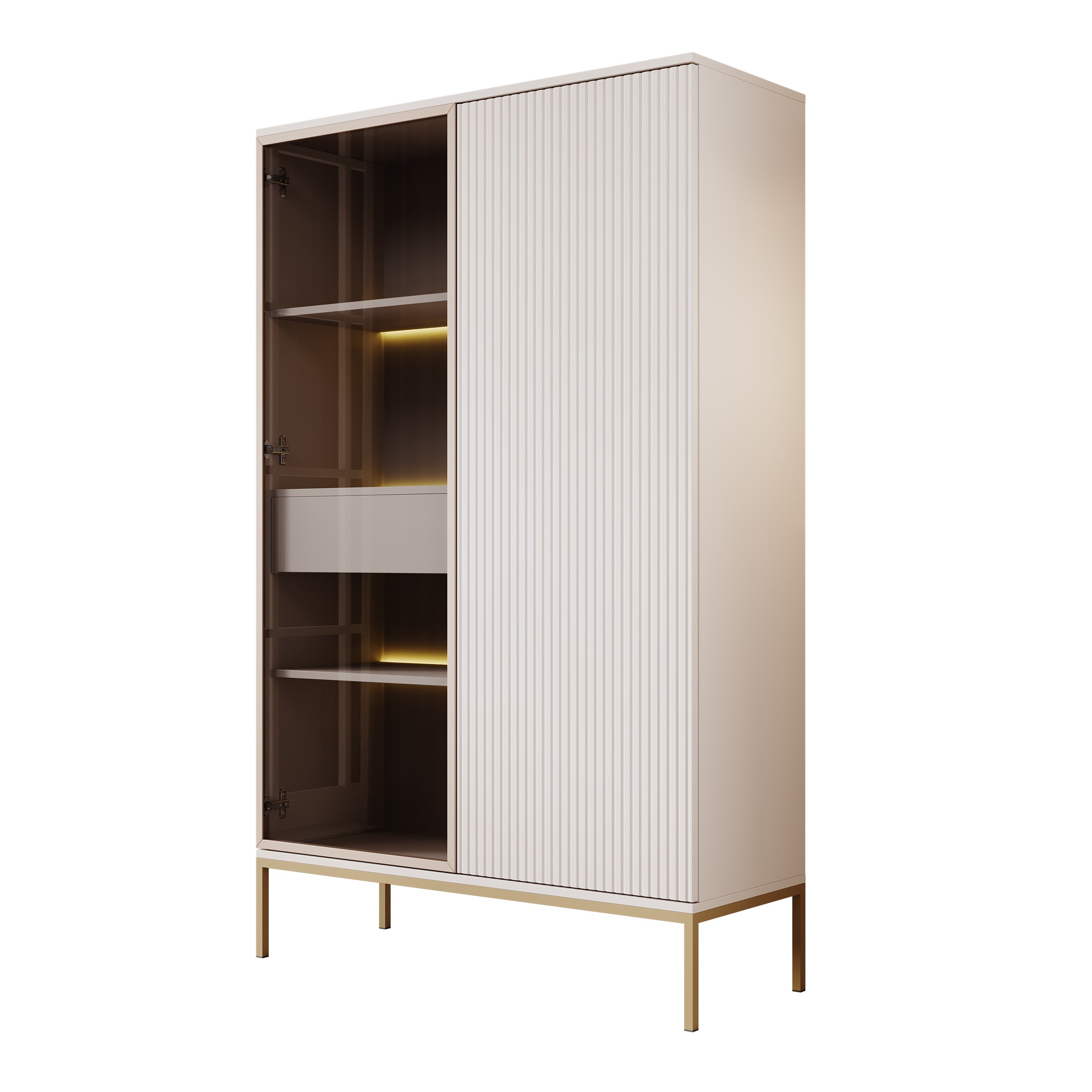 Legend - Vitrinekast - Beige - 104x39x166 cm