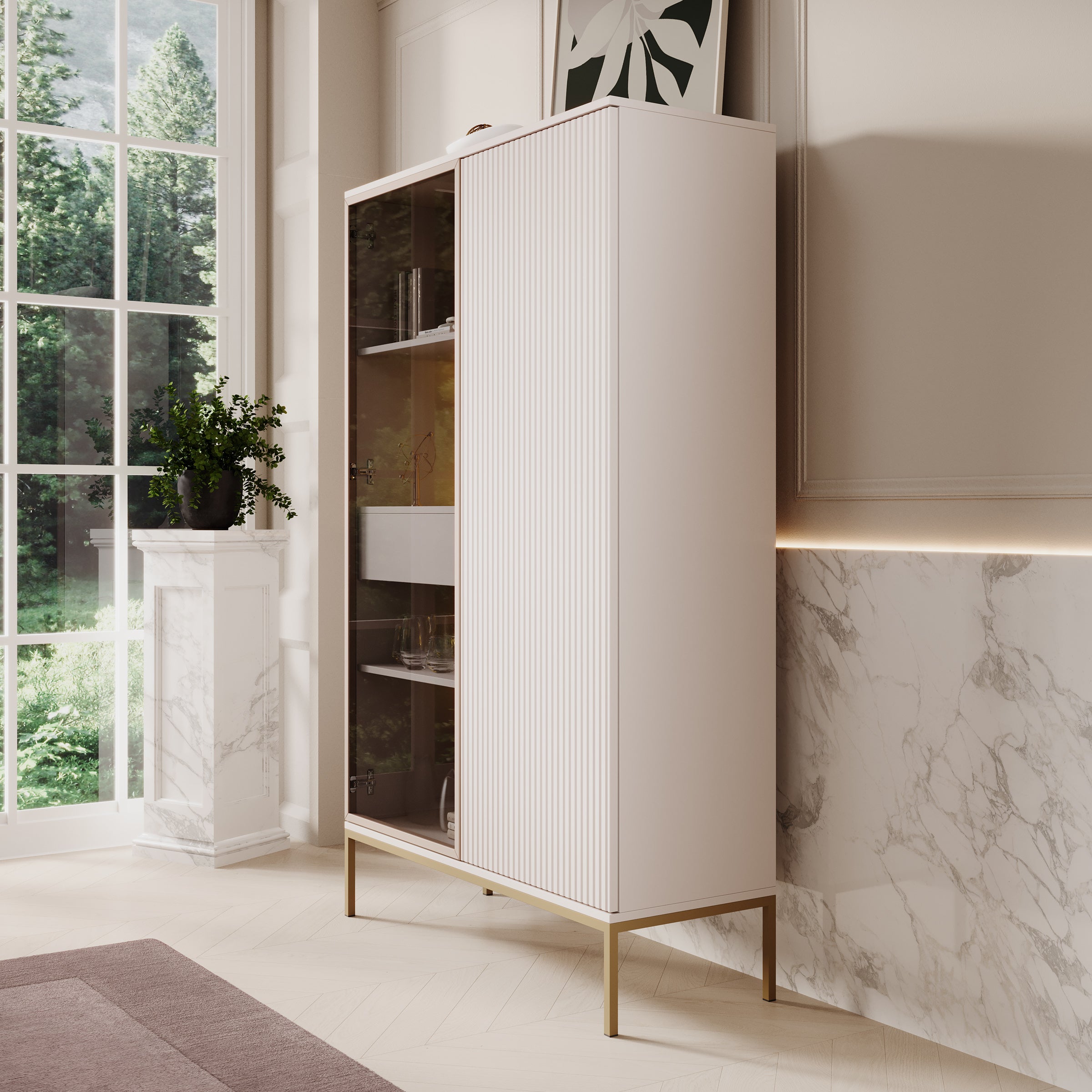 Legend - Vitrinekast - Beige - 104x39x166 cm