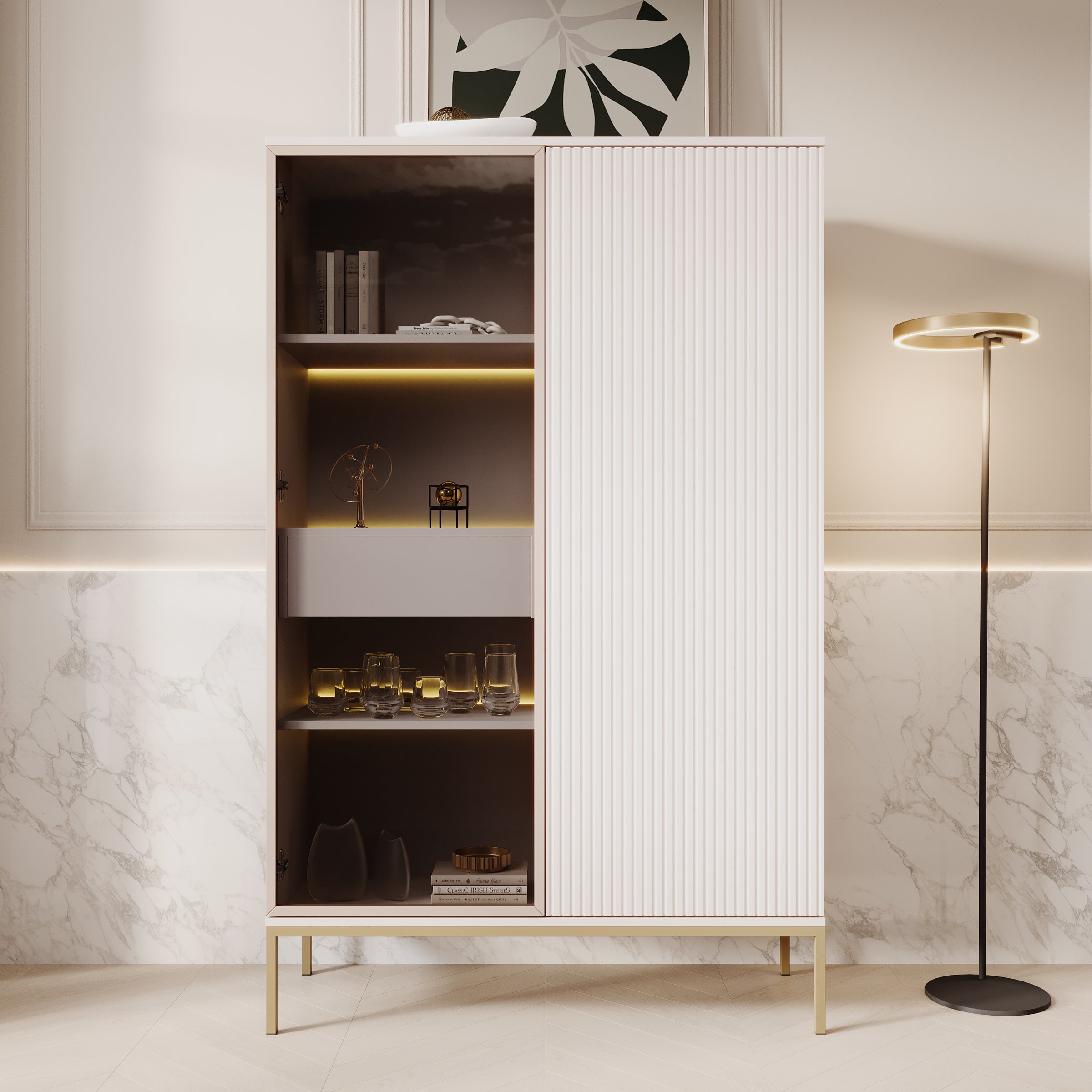 Legend - Vitrinekast - Beige - 104x39x166 cm