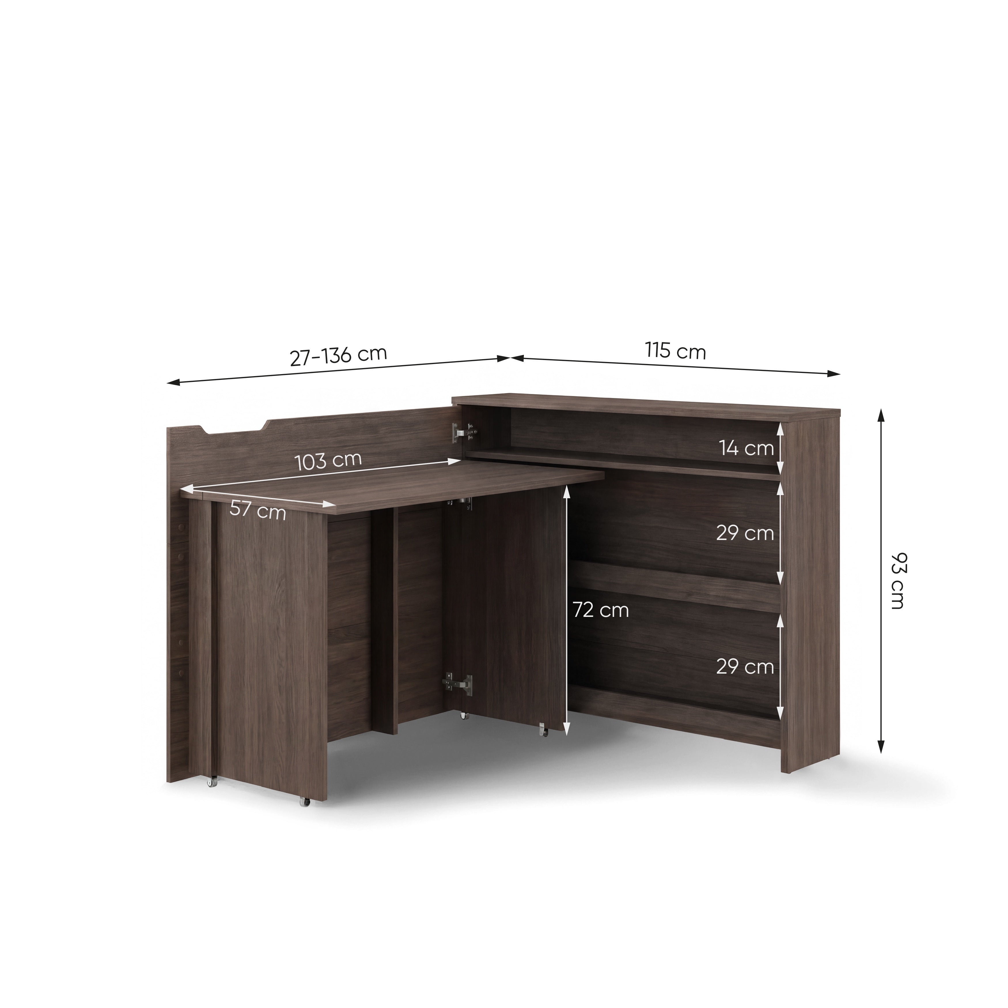 Lenart Work Concept - Bureau links uitschuifbaar - Beige - 136x115x93 cm