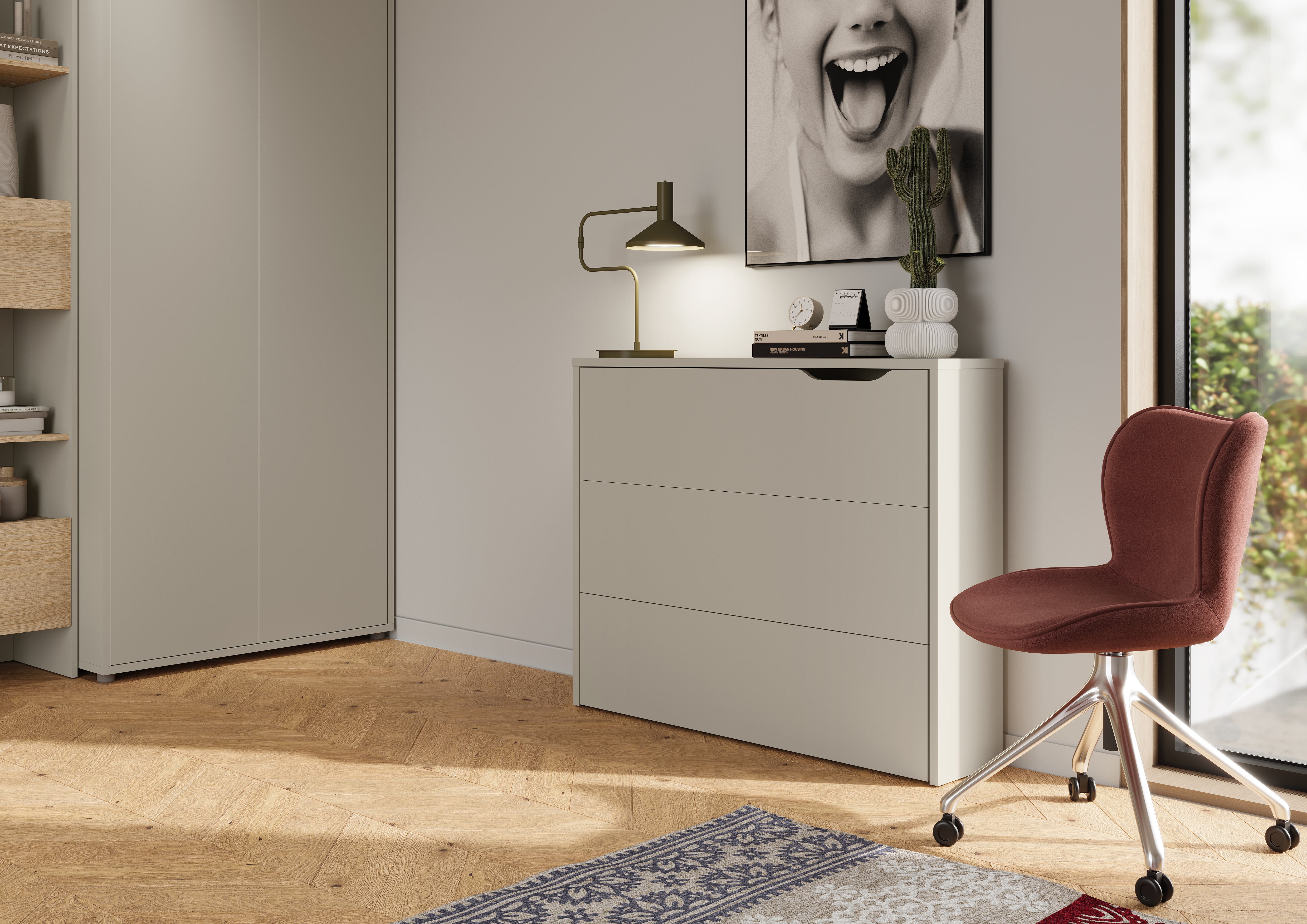 Lenart Work Concept - Bureau links uitschuifbaar - Beige - 136x115x93 cm