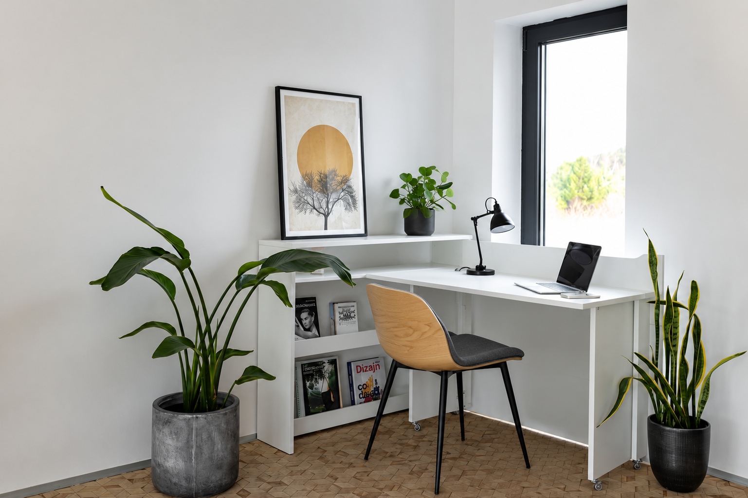 Lenart Work Concept - Bureau links uitschuifbaar - Wit - 136x115x93 cm