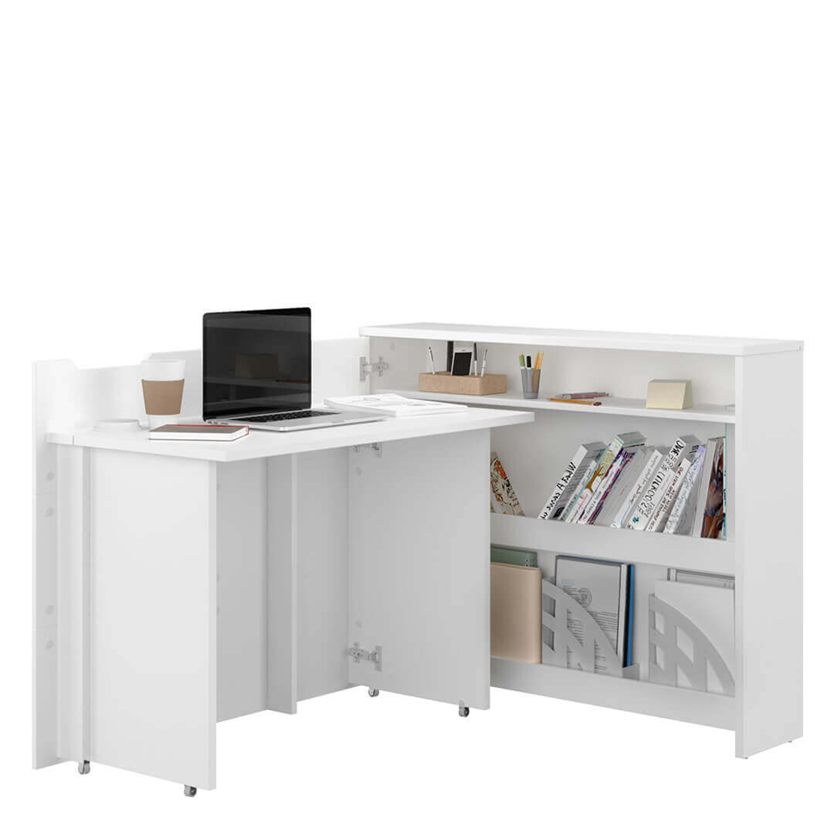 Lenart Work Concept - Bureau links uitschuifbaar - Wit - 136x115x93 cm