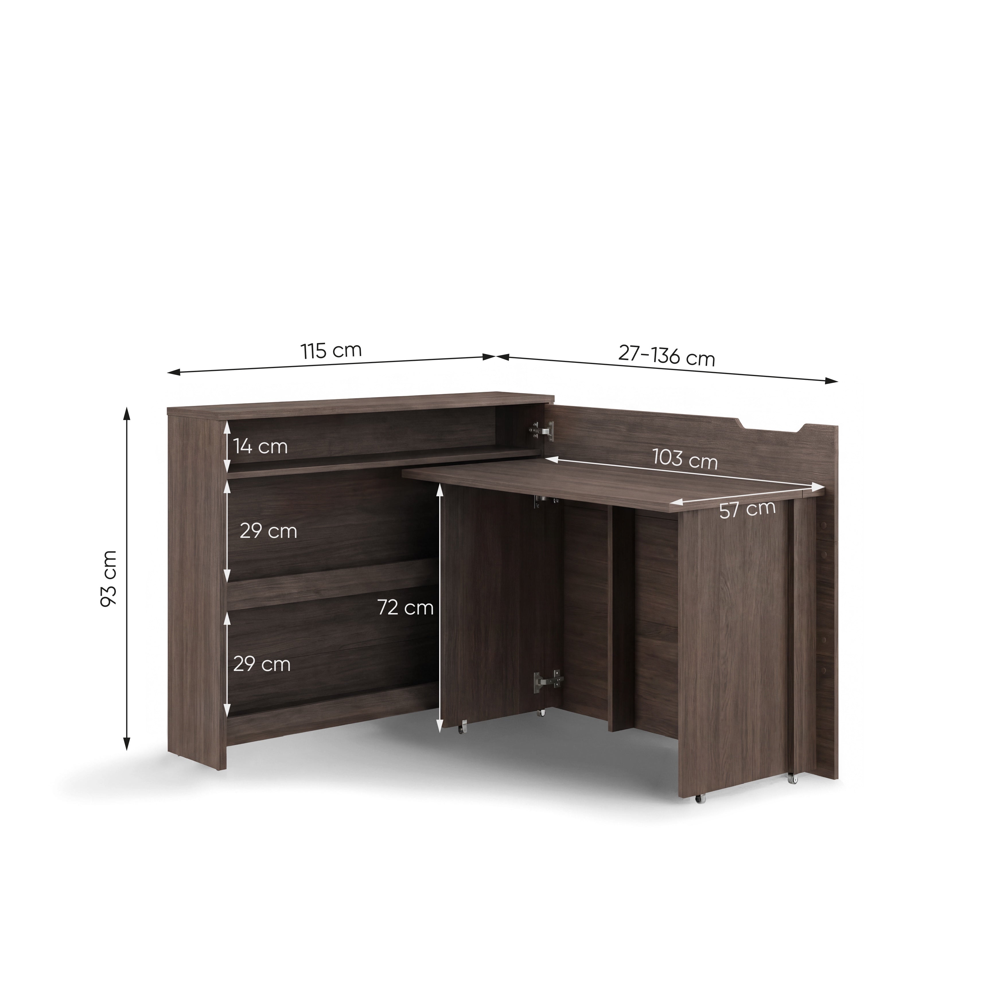 Lenart Work Concept - Bureau rechts uitschuifbaar - Beige - 136x115x93 cm