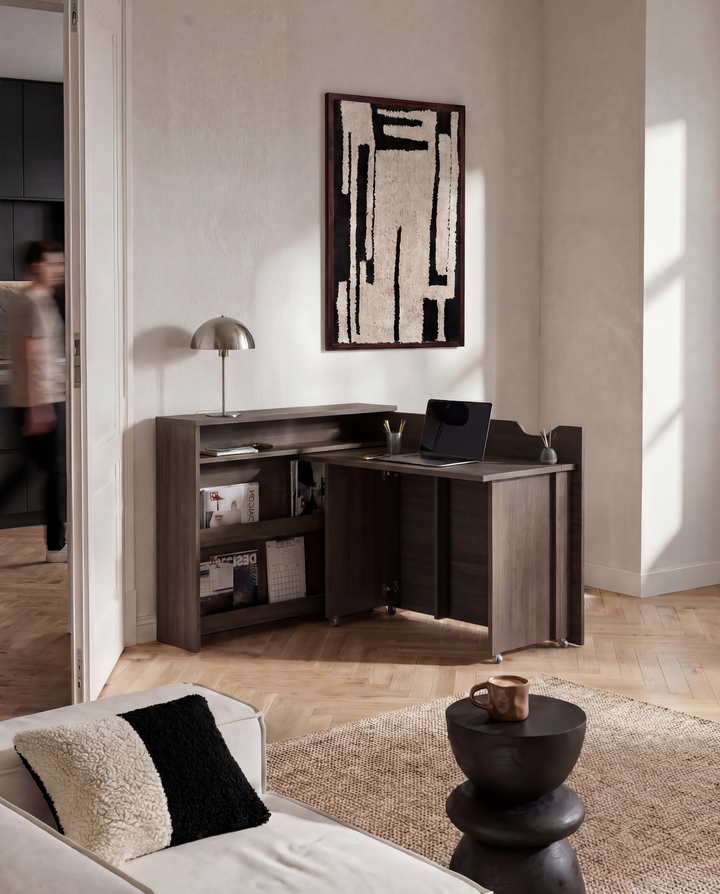 Lenart Work Concept - Bureau rechts uitschuifbaar - Walnootpatroon - 136x115x93 cm