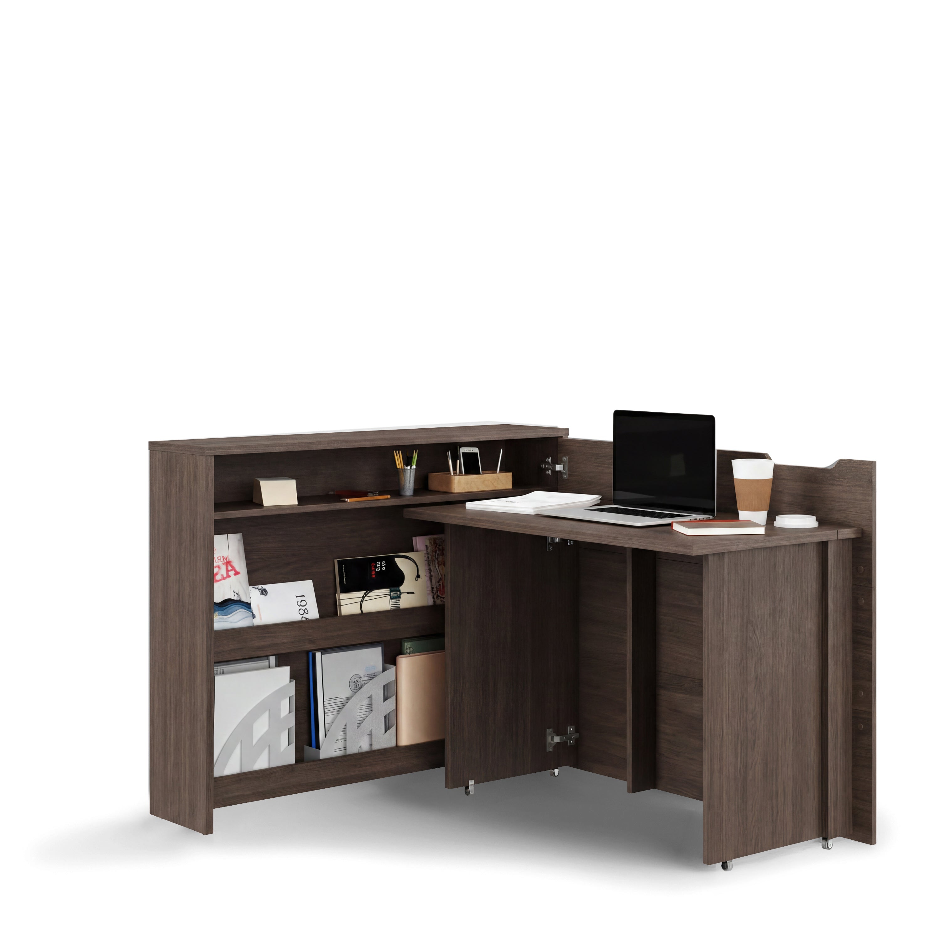 Lenart Work Concept - Bureau rechts uitschuifbaar - Walnootpatroon - 136x115x93 cm
