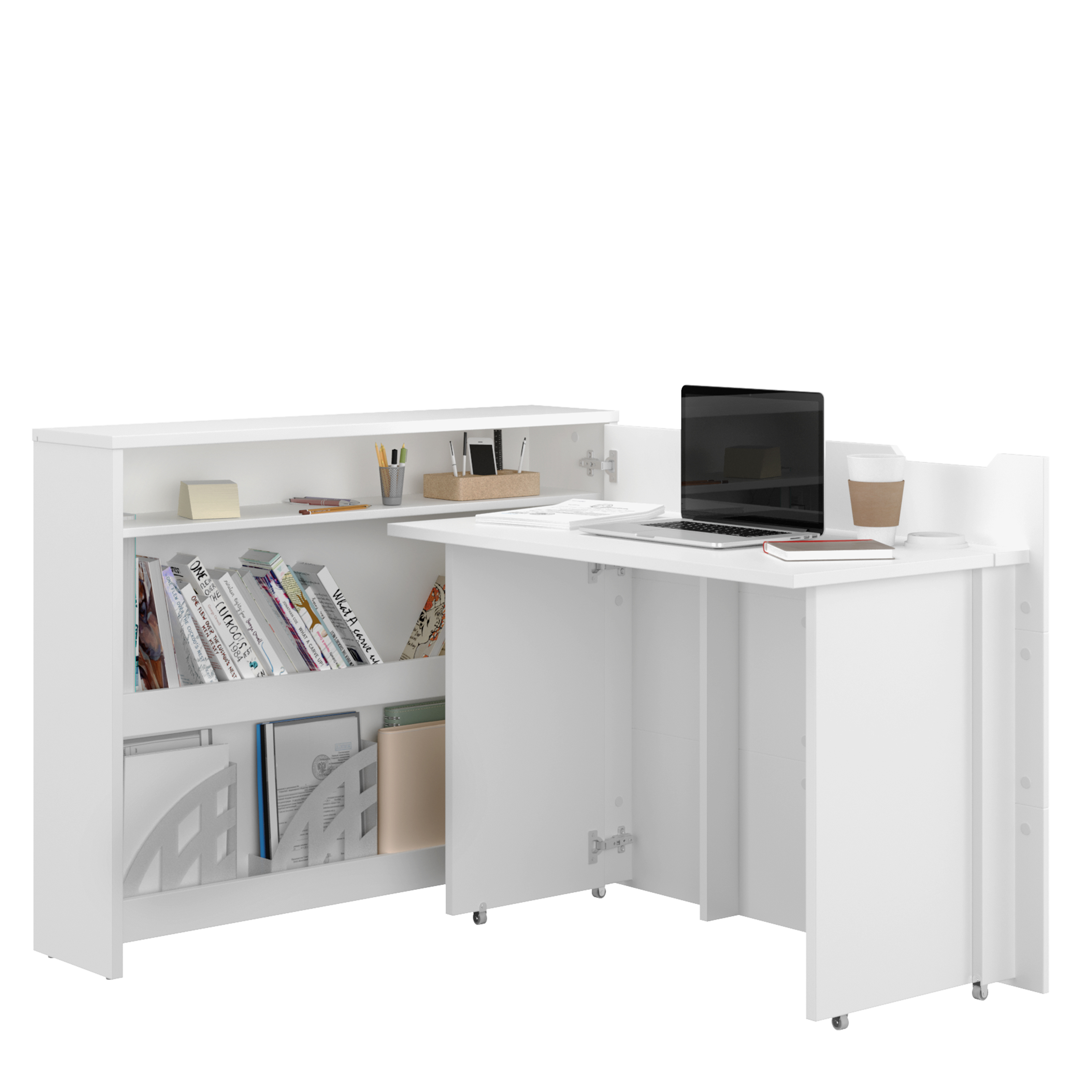 Lenart Work Concept - Bureau rechts uitschuifbaar - Wit - 136x115x93 cm