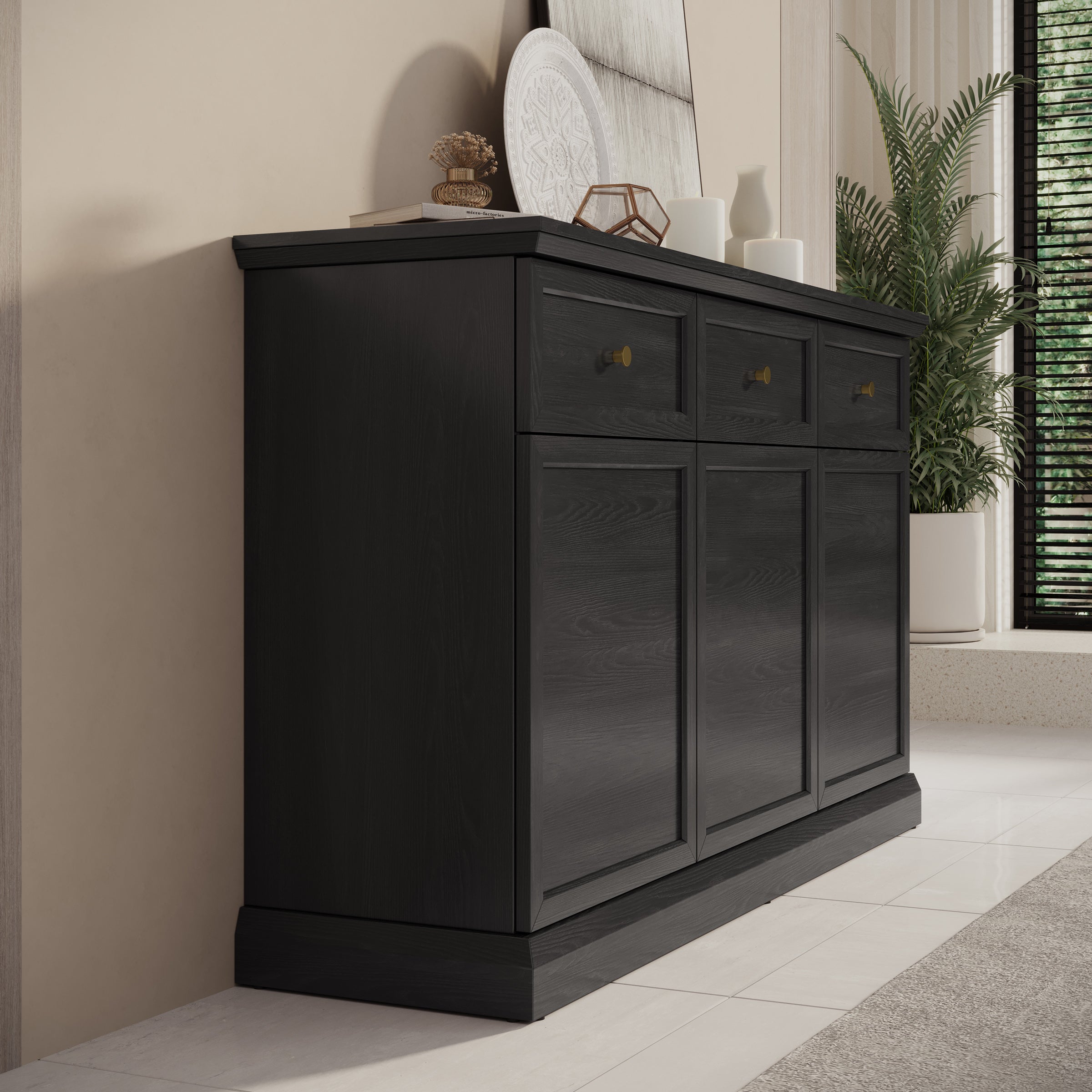 Leroy - Dressoir - Zwart - 146x40x86 cm