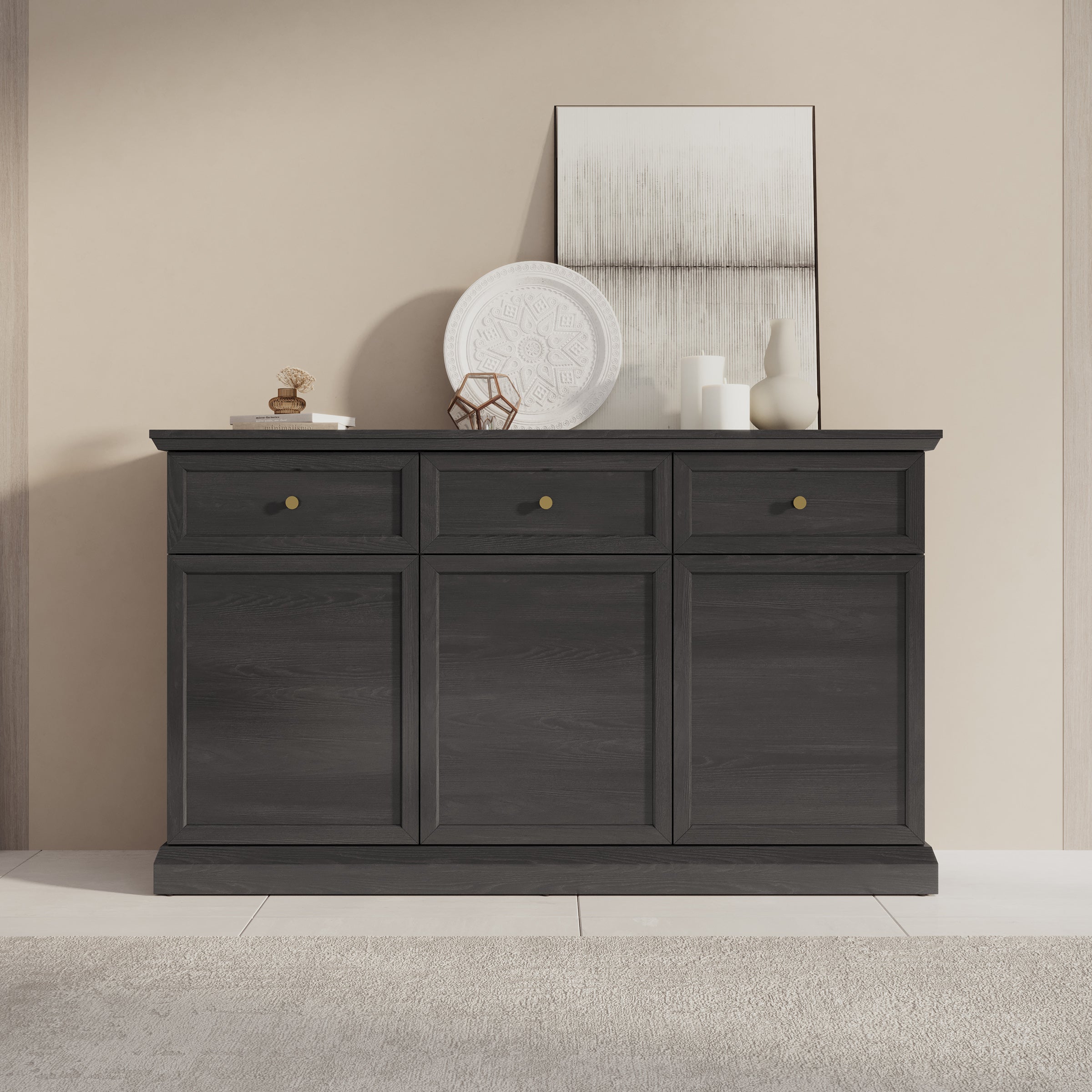Leroy - Dressoir - Zwart - 146x40x86 cm