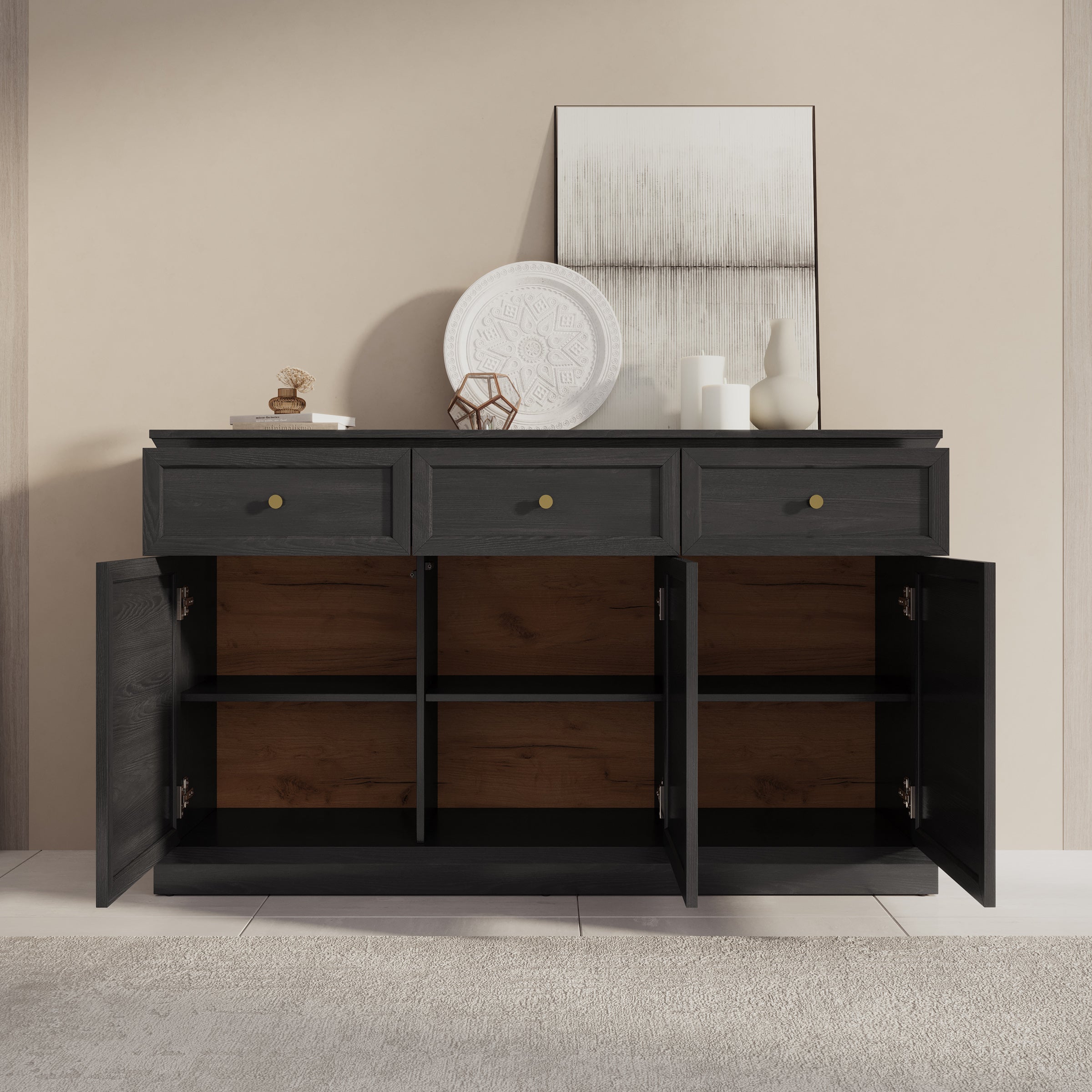 Leroy - Dressoir - Zwart - 146x40x86 cm