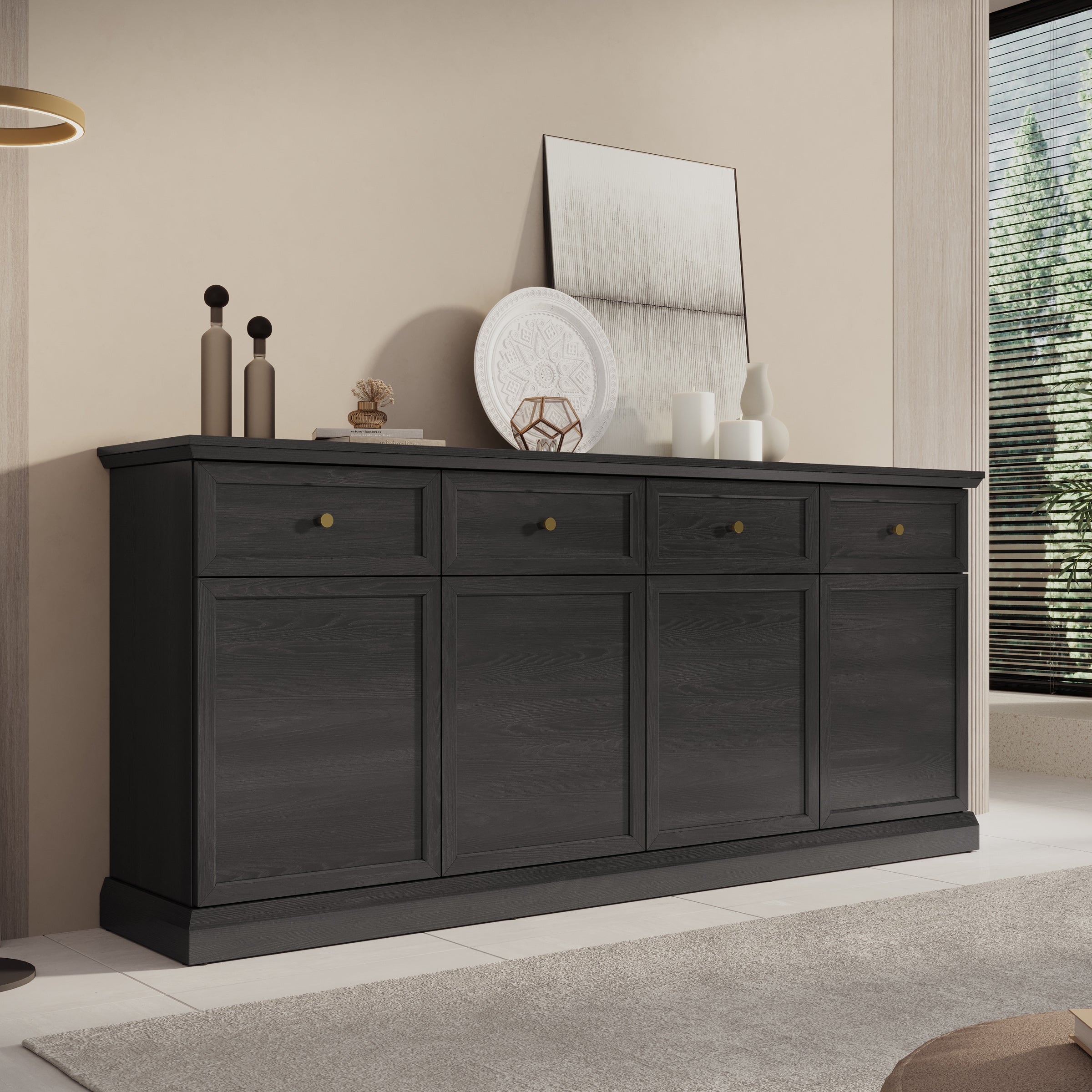 Leroy - Dressoir - Zwart - 193x40x86 cm