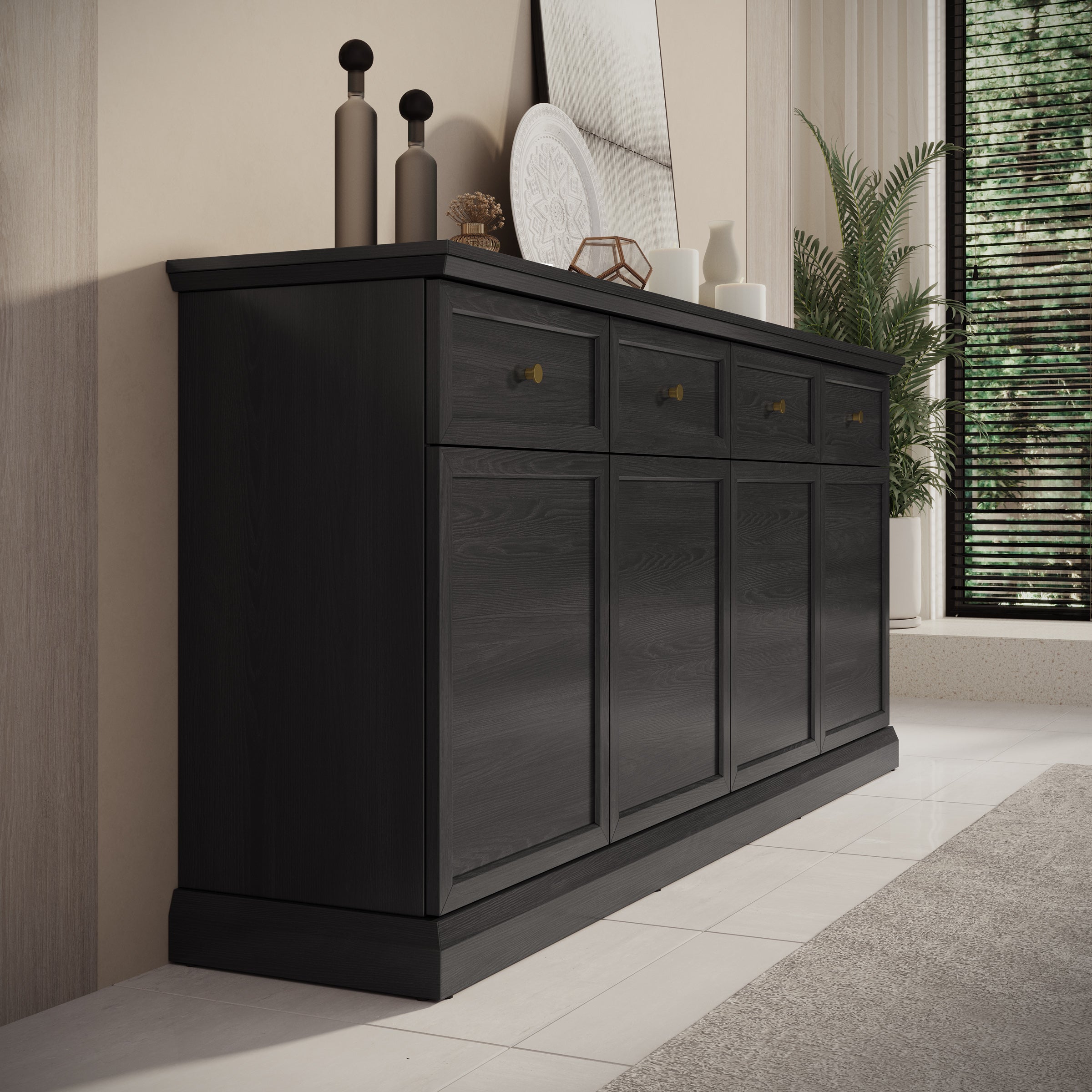 Leroy - Dressoir - Zwart - 193x40x86 cm