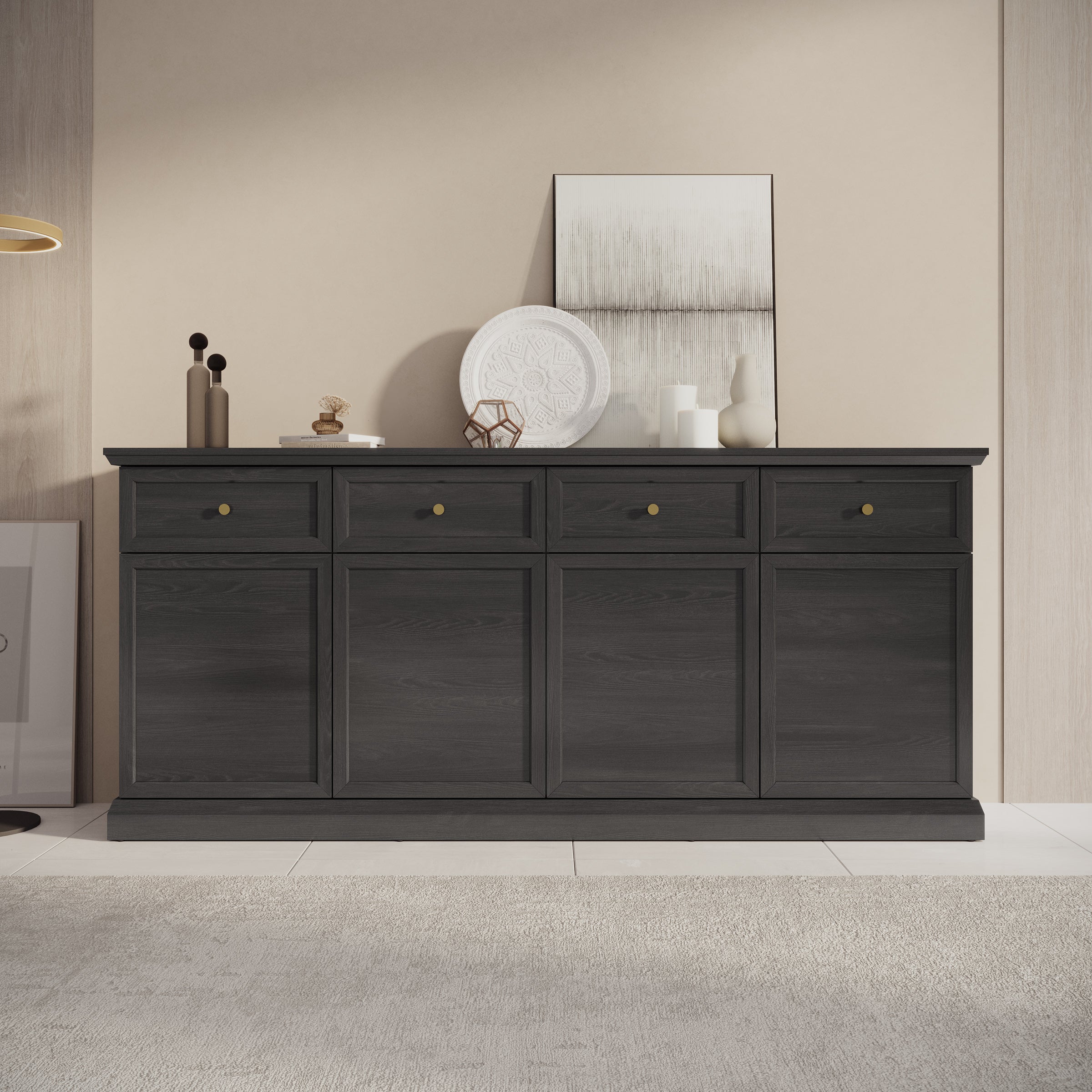 Leroy - Dressoir - Zwart - 193x40x86 cm