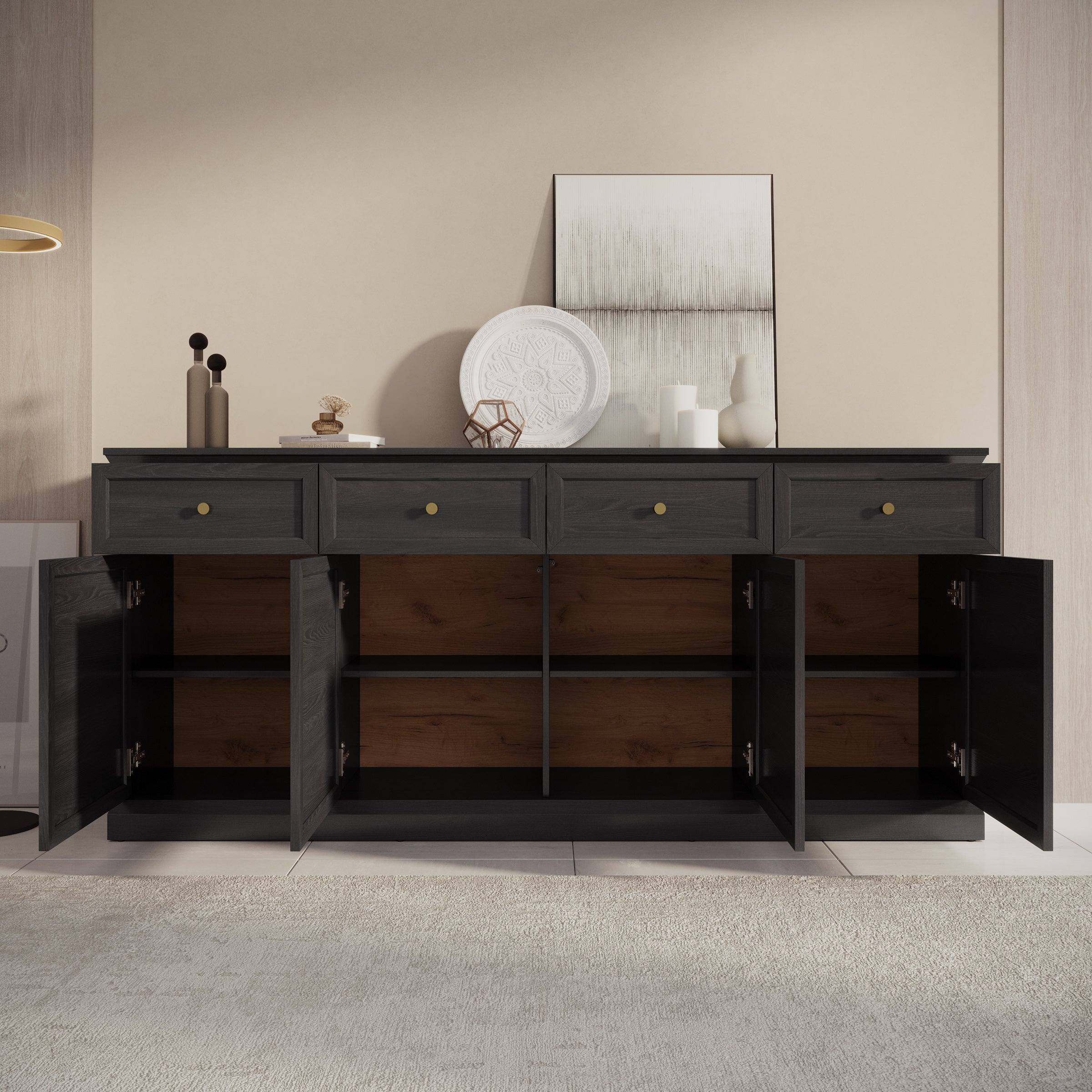 Leroy - Dressoir - Zwart - 193x40x86 cm
