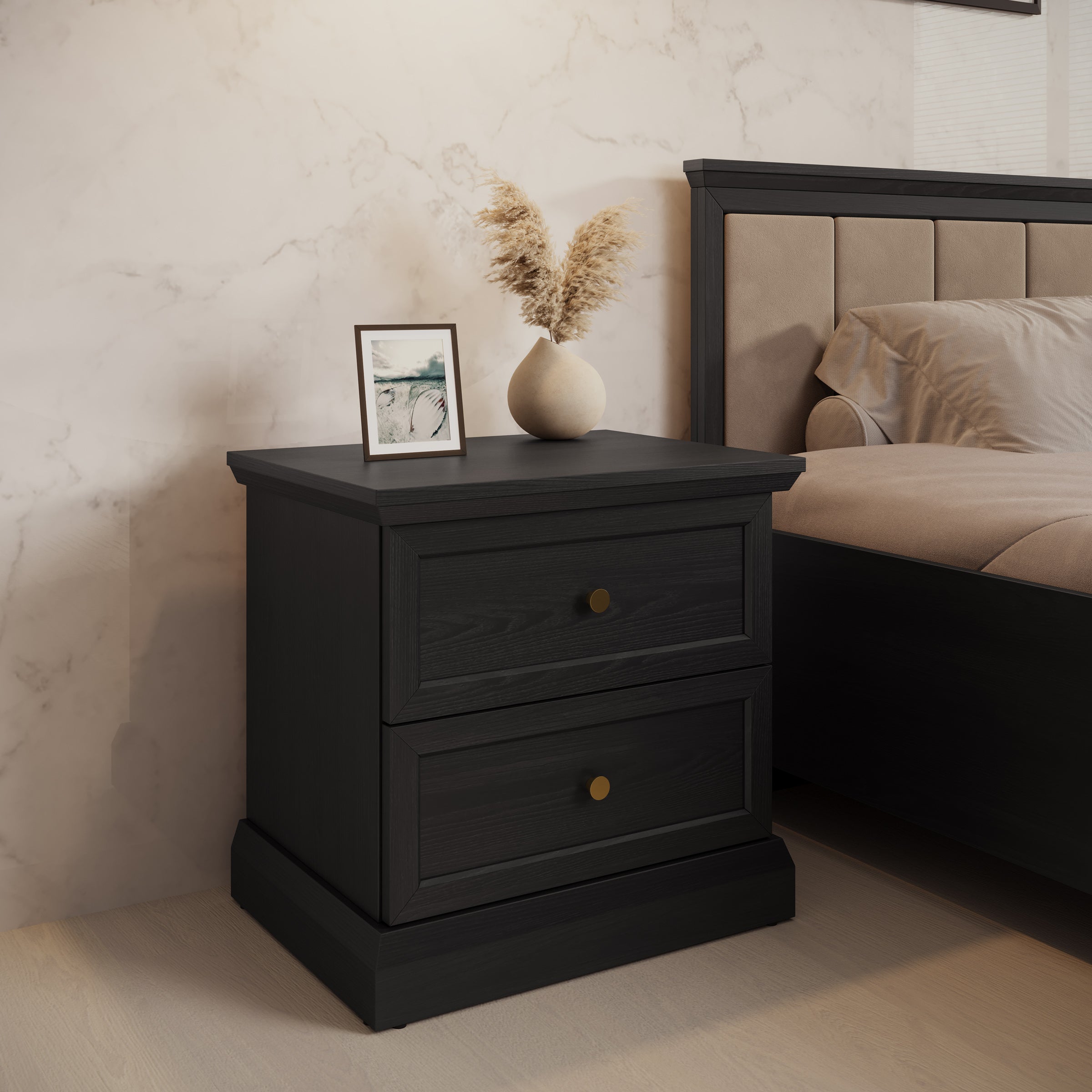 Leroy - Nachtkastje - Zwart - 52x40x51 cm