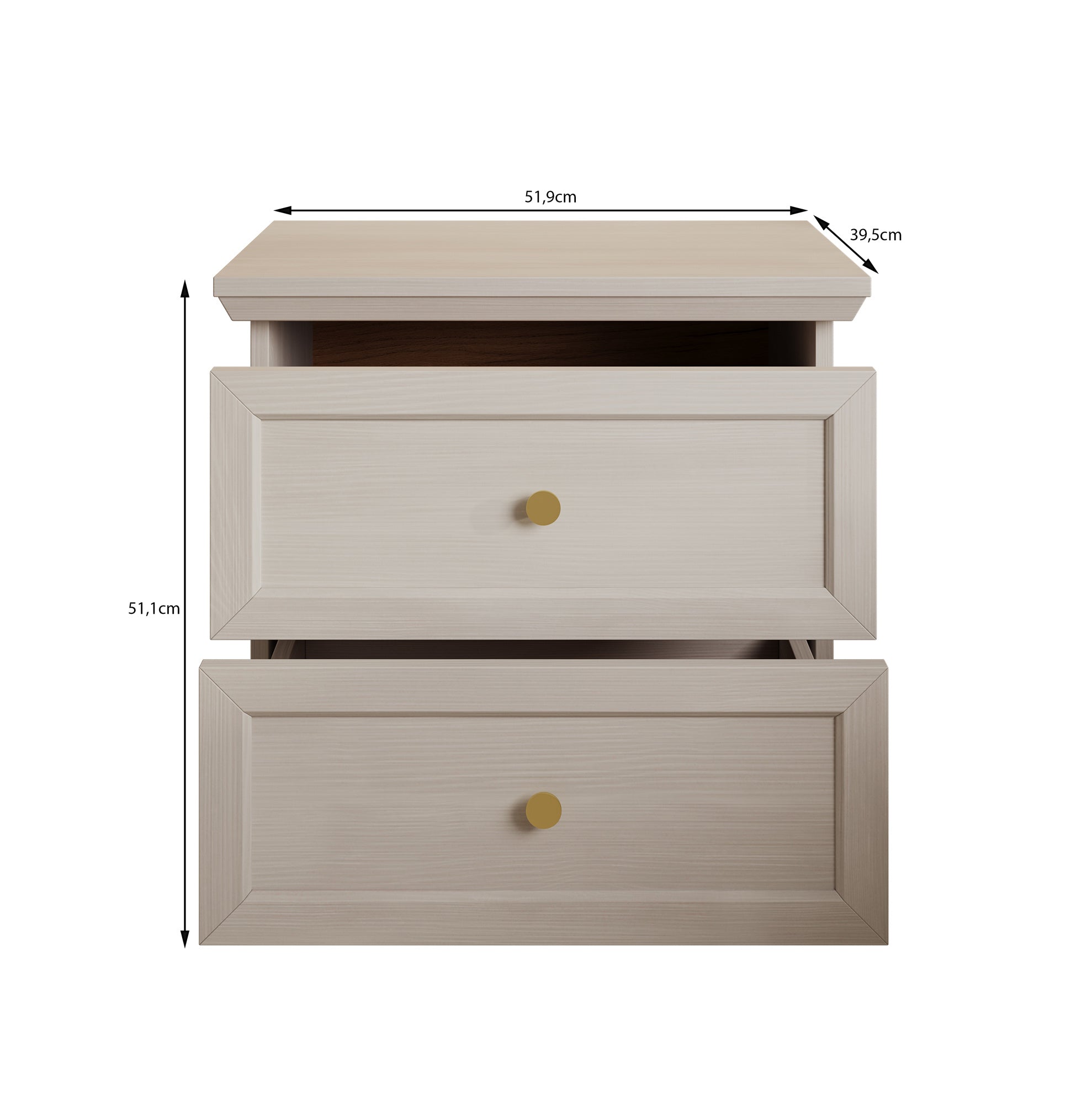 Leroy - Nachtkastje - Zwart - 52x40x51 cm