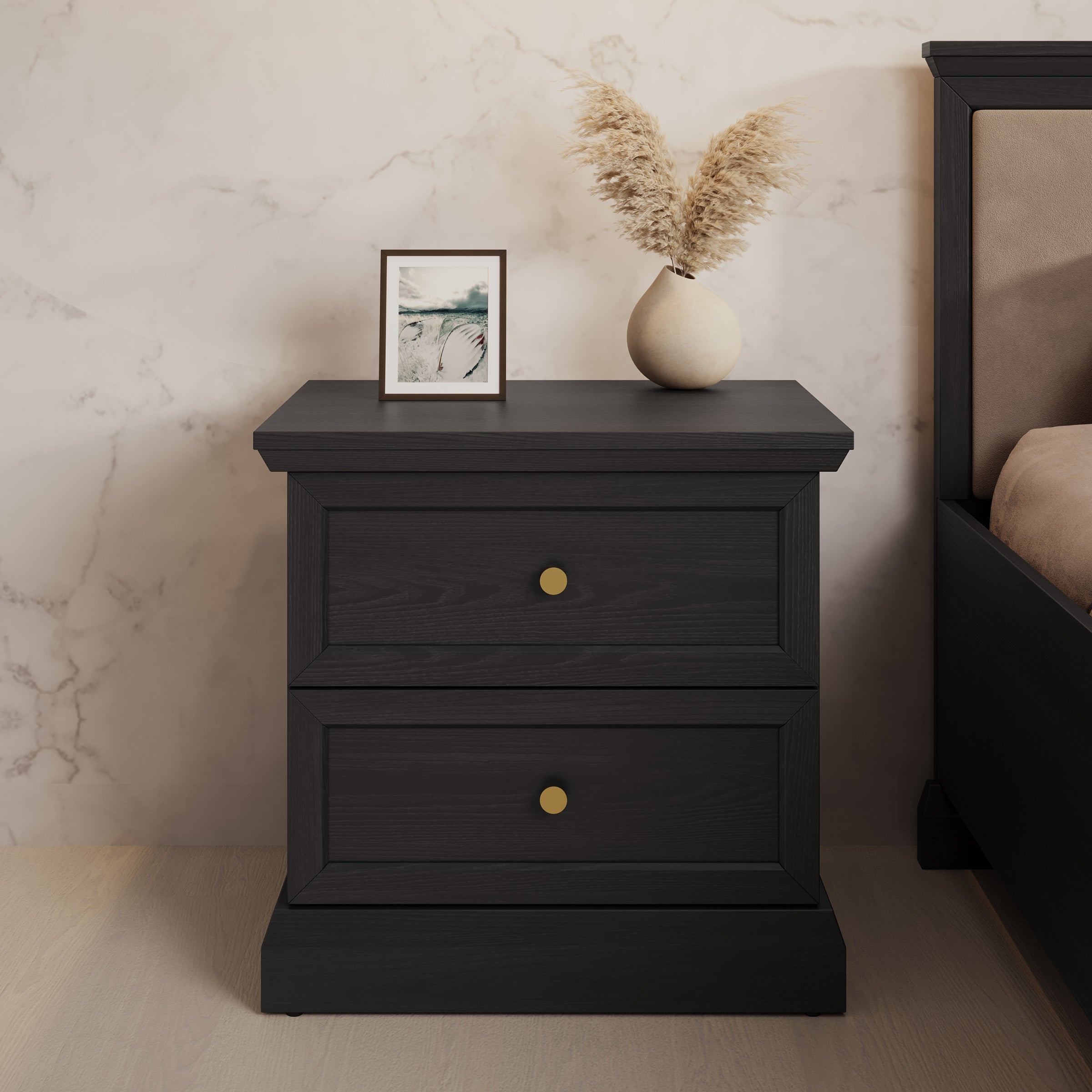 Leroy - Nachtkastje - Zwart - 52x40x51 cm