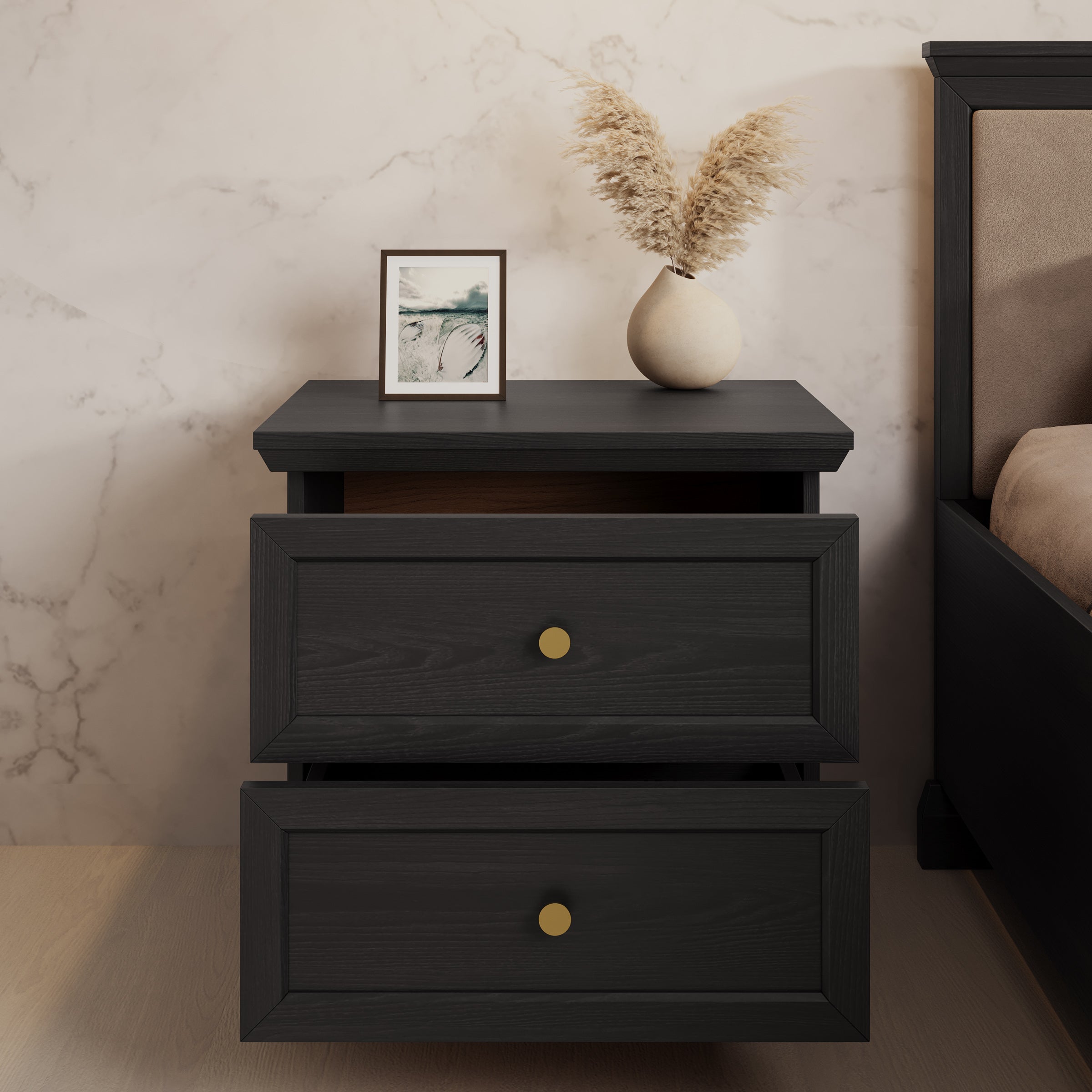 Leroy - Nachtkastje - Zwart - 52x40x51 cm