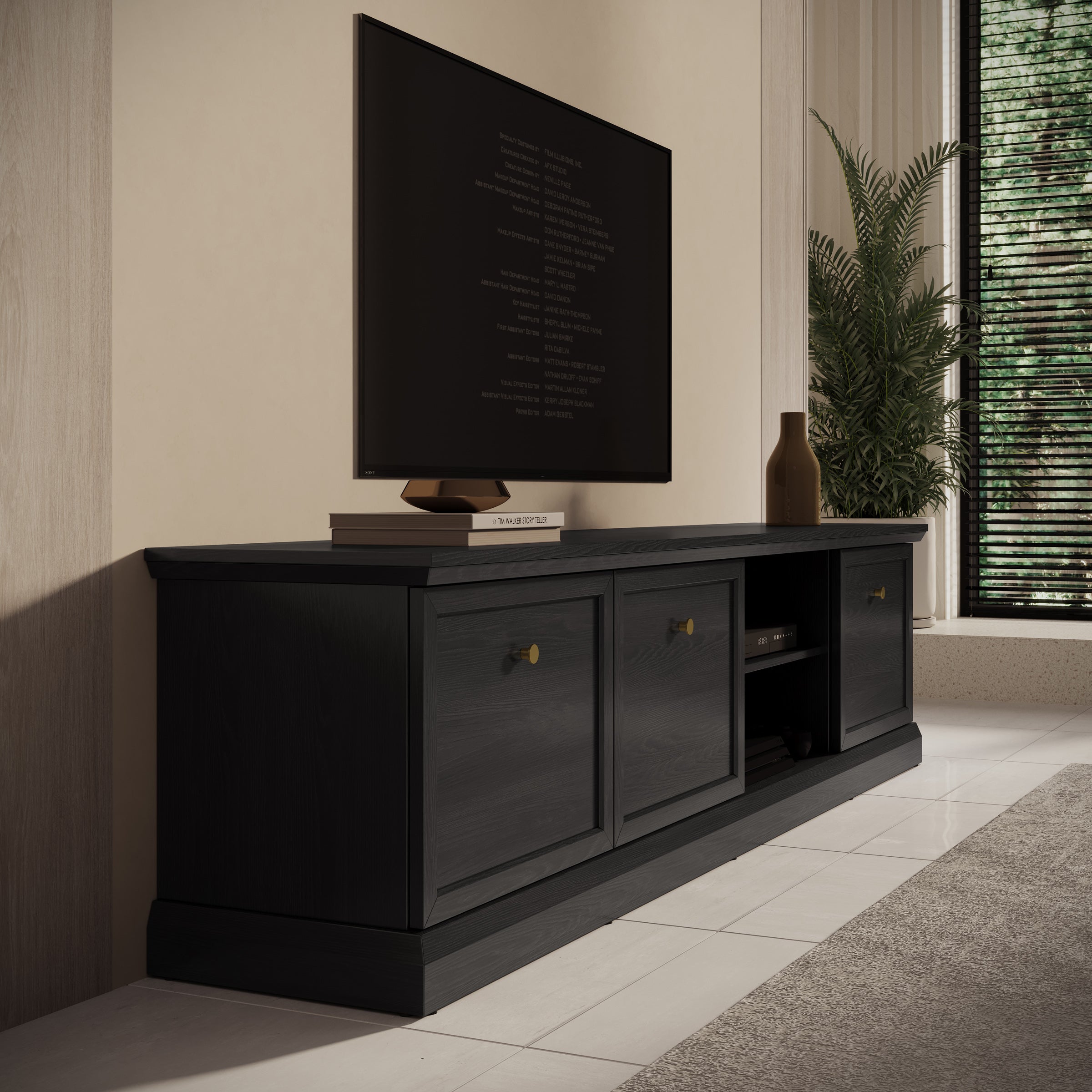 Leroy - TV-Meubel - Zwart eiken - 206x40x51 cm