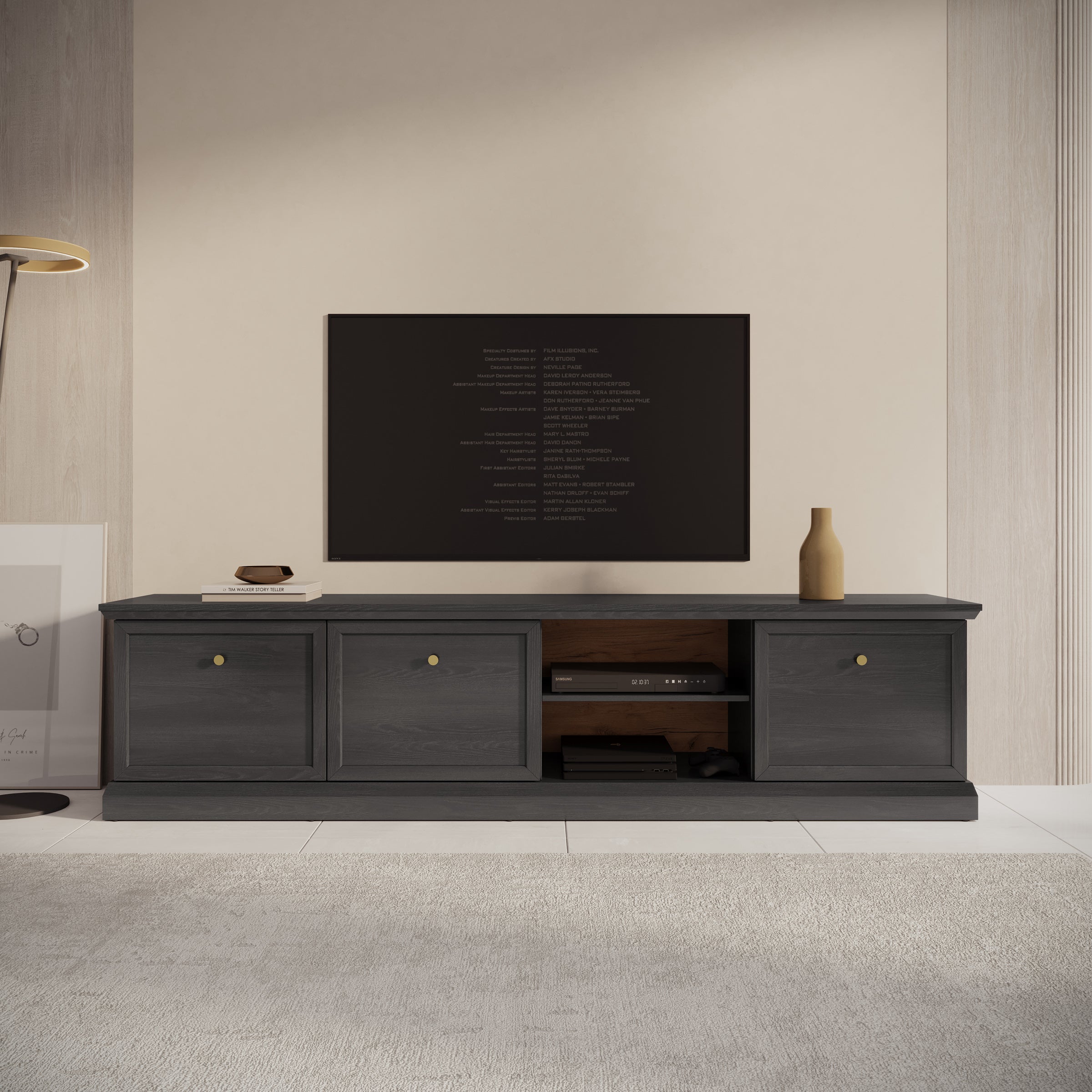 Leroy - TV-Meubel - Zwart eiken - 206x40x51 cm