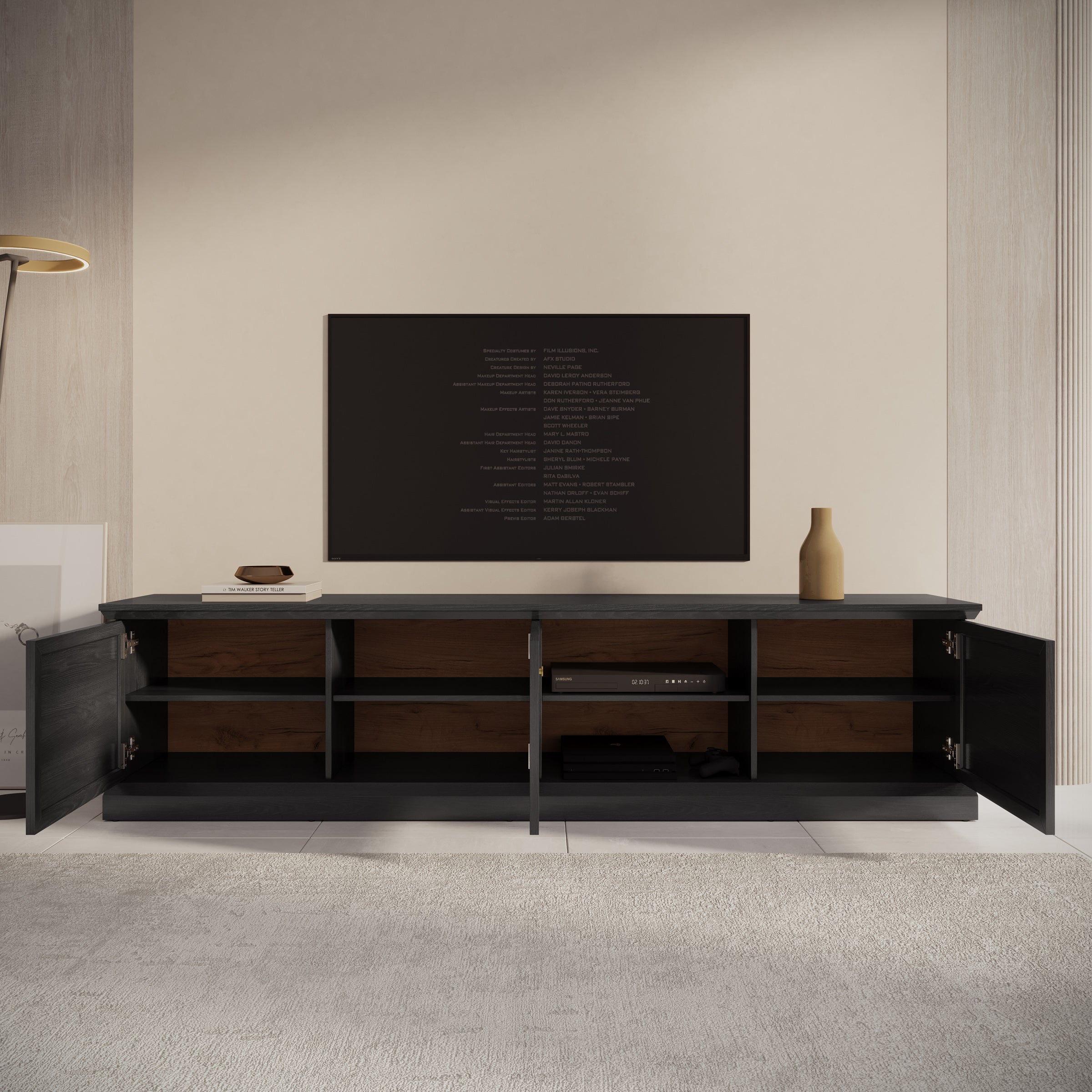 Leroy - TV-Meubel - Zwart eiken - 206x40x51 cm